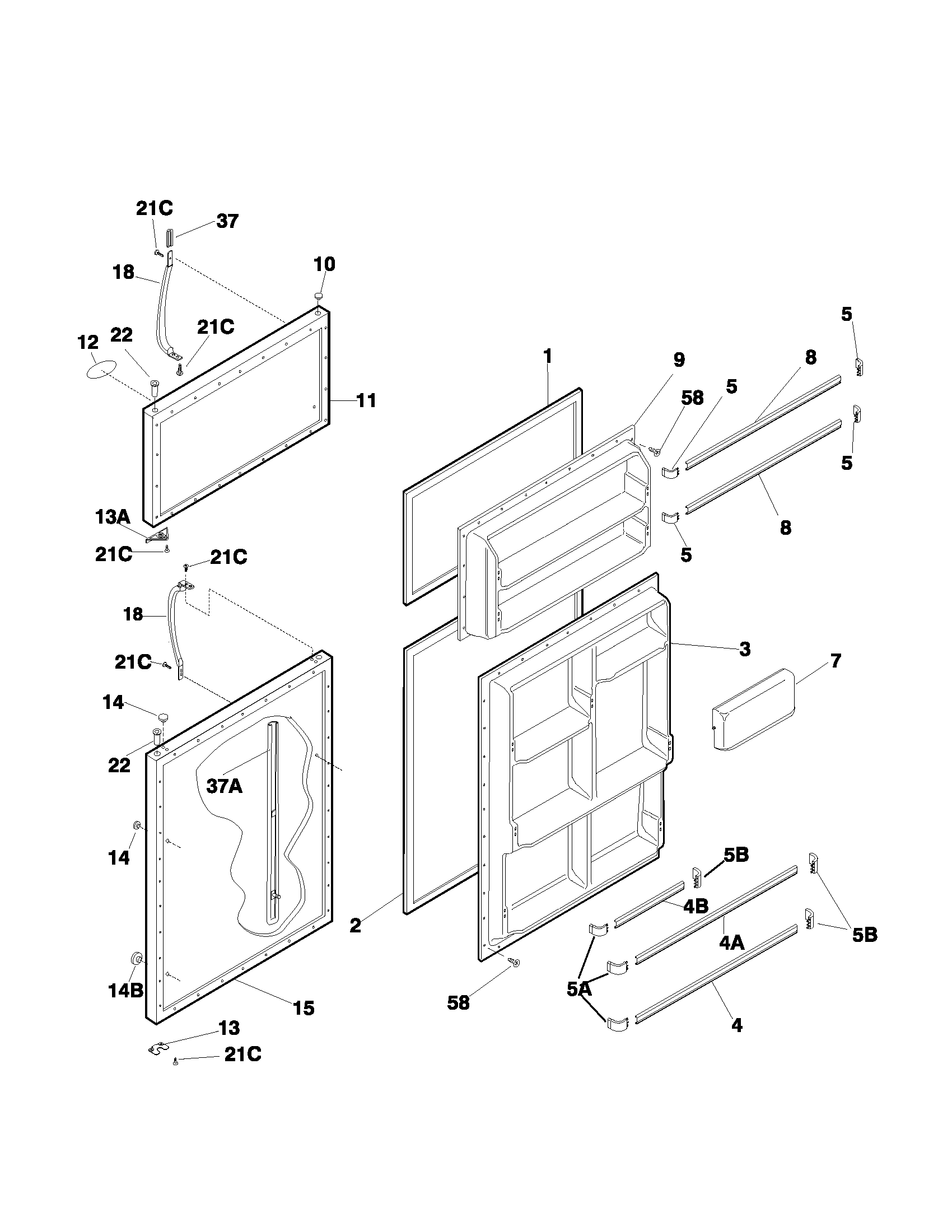 Frigidaire FRT21IQRJZ1 door diagram