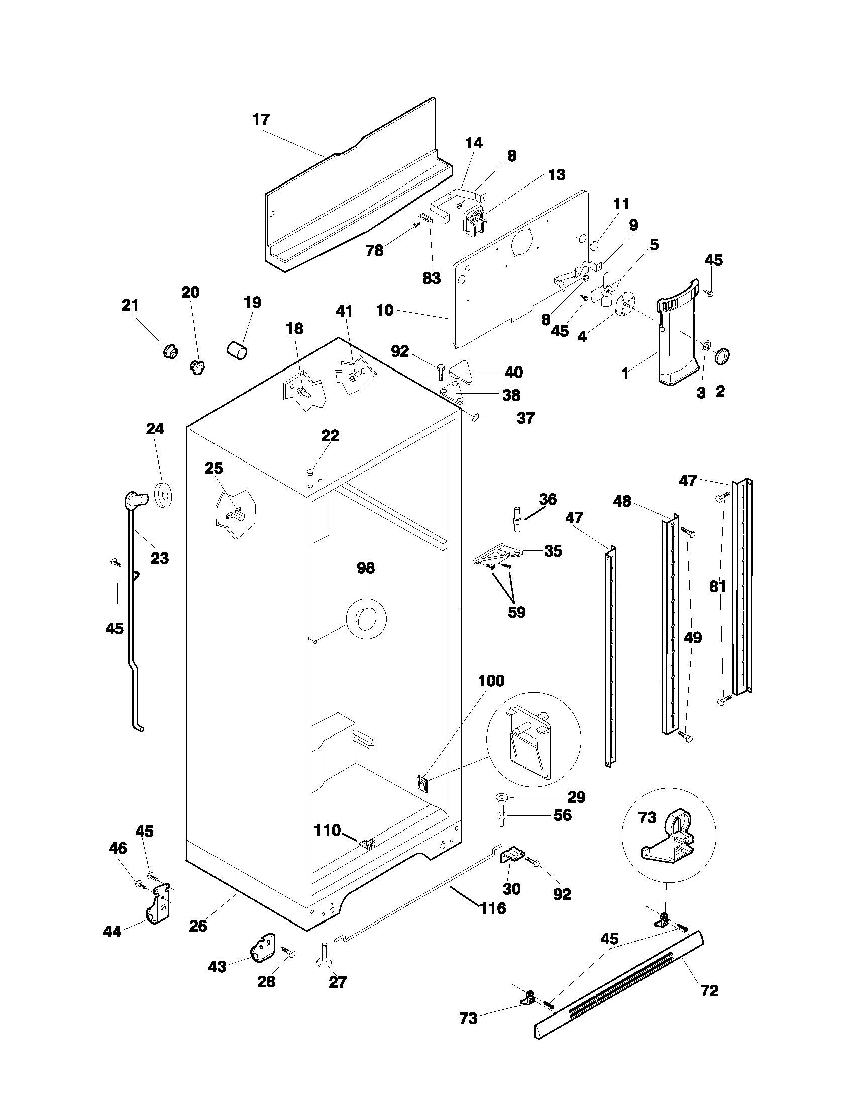 Frigidaire FRT21IQRJZ1 cabinet diagram