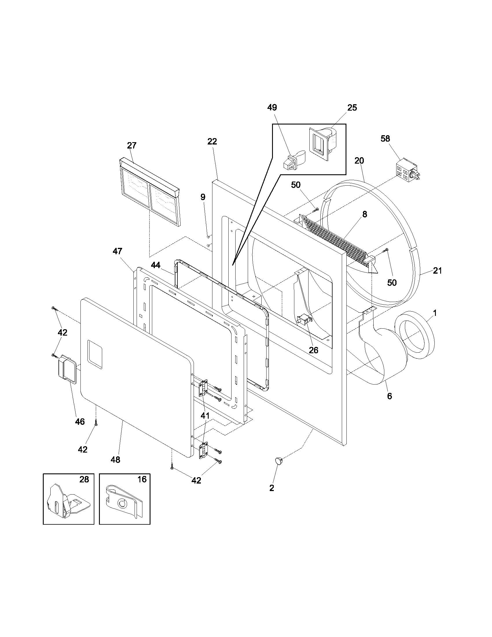 Frigidaire FDGS69RHW0 frnt pnl,door diagram