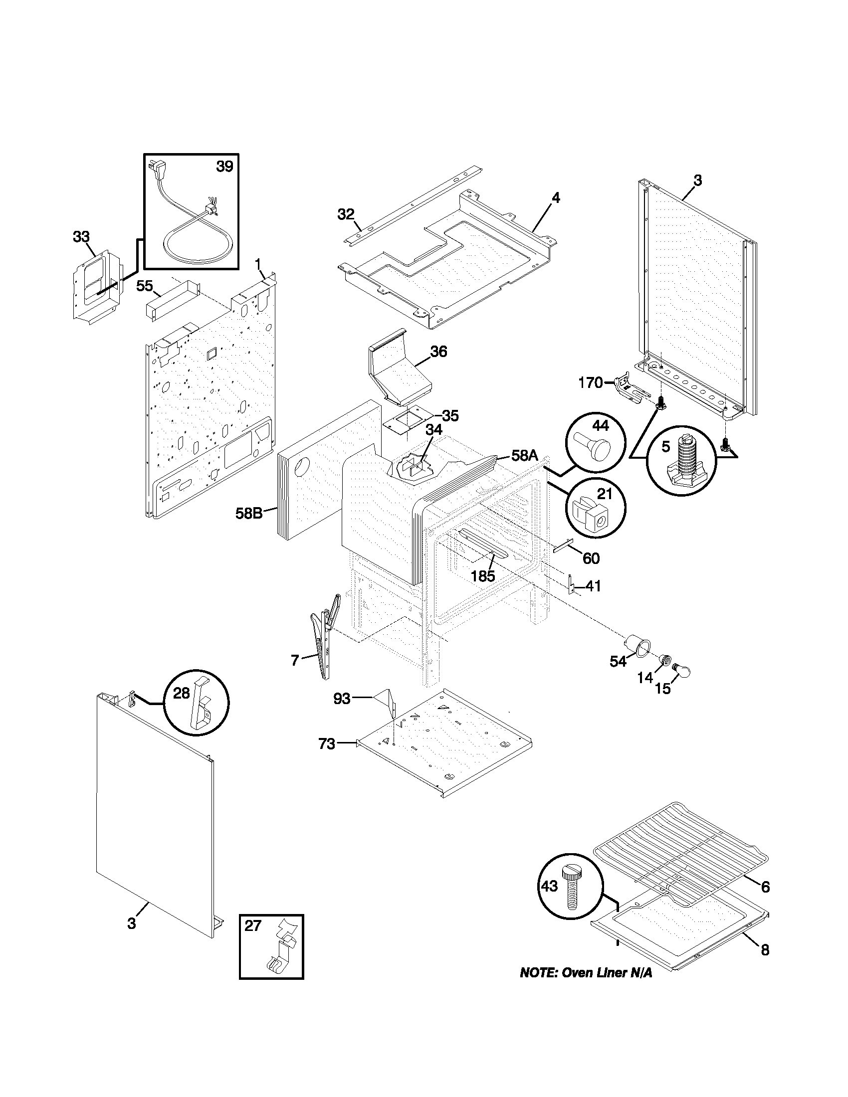 Tappan TGF324BHWD body diagram
