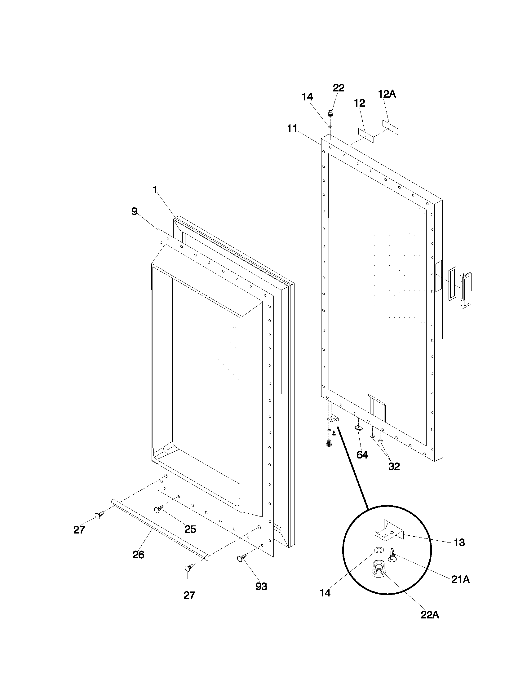 Universal/Multiflex (Frigidaire) MFU12M0GW2 door diagram