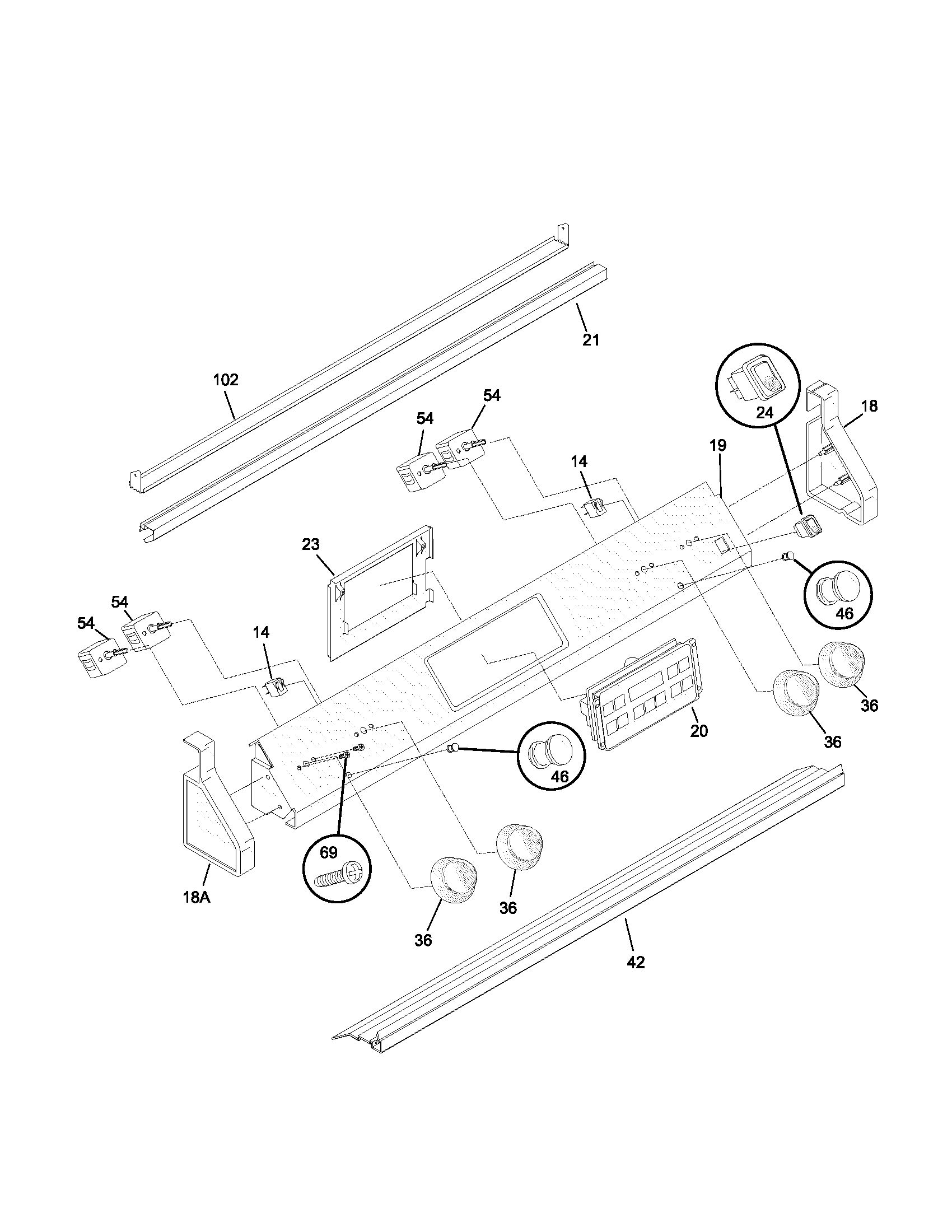 Frigidaire FED355CCBJ backguard diagram