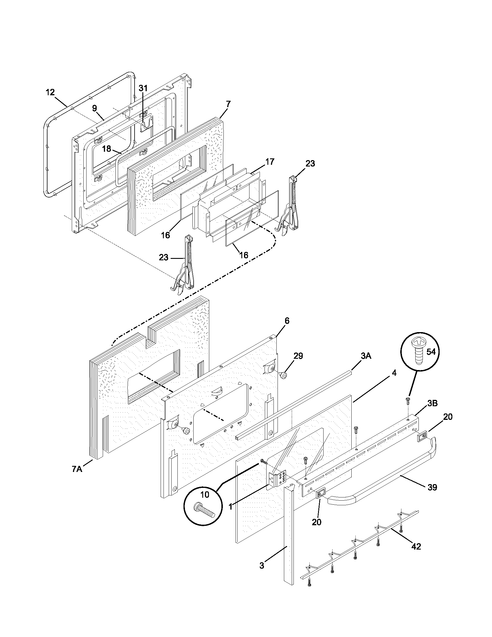 Frigidaire FED355CCBJ door diagram
