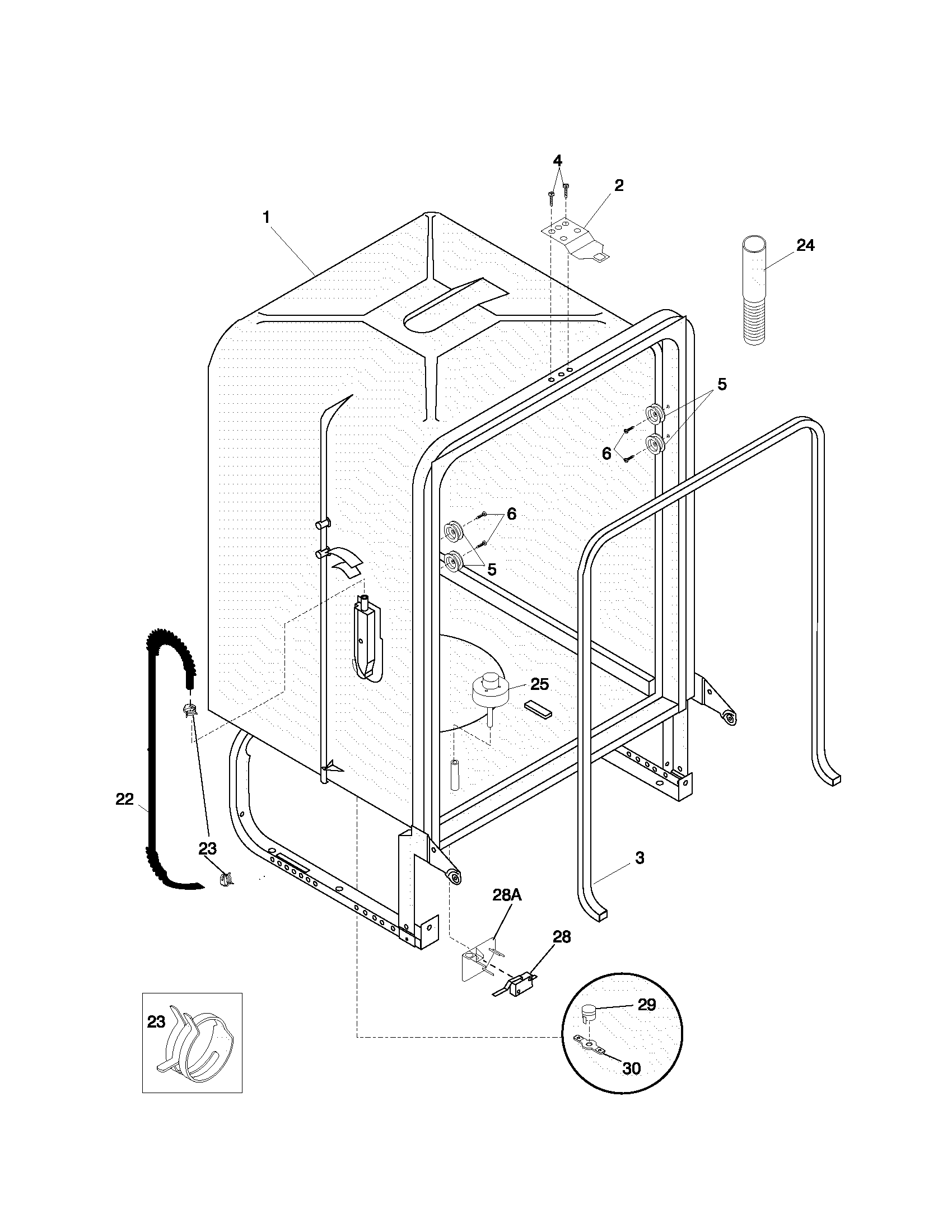 Frigidaire FDB634CFS4 tub diagram