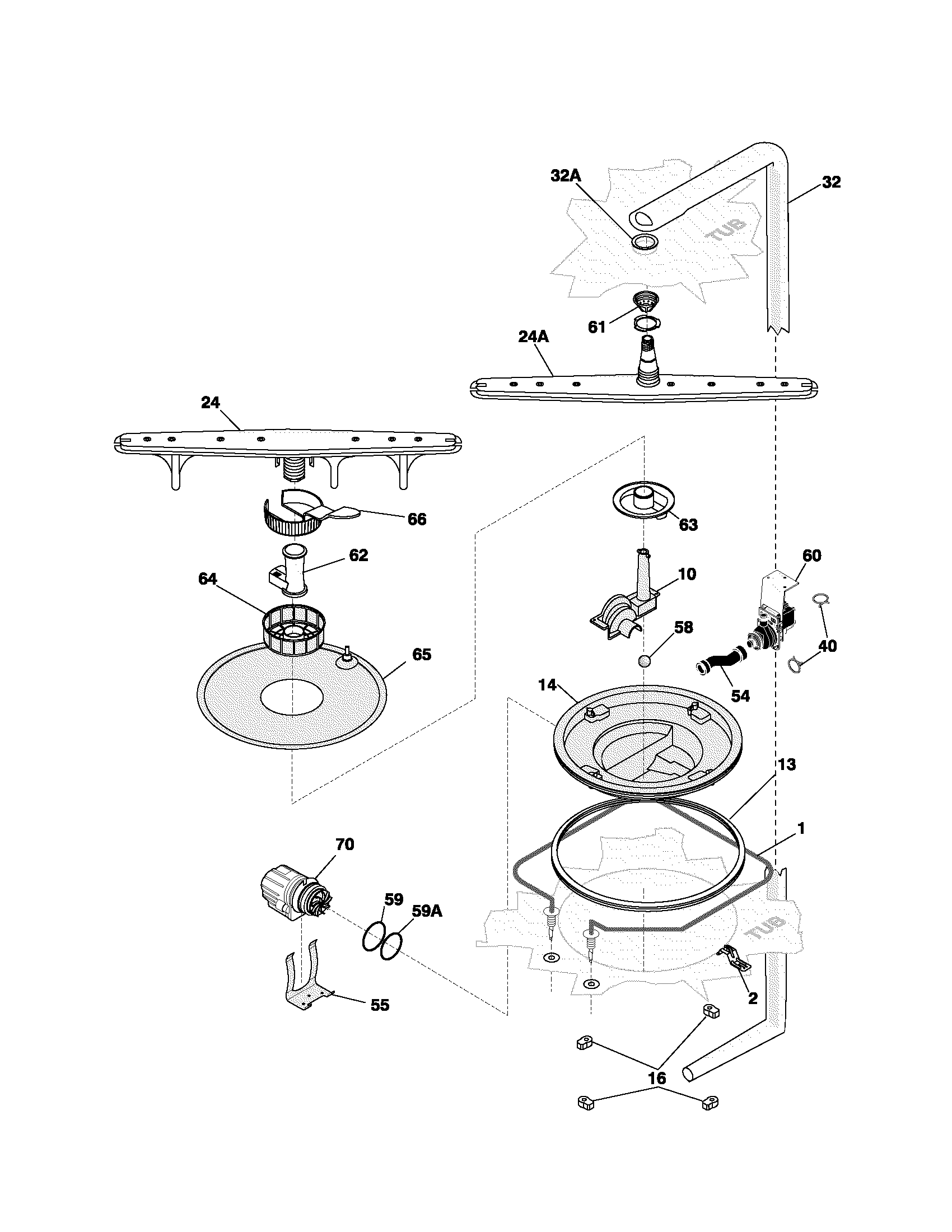Frigidaire FDB634CFS4 motor & pump diagram