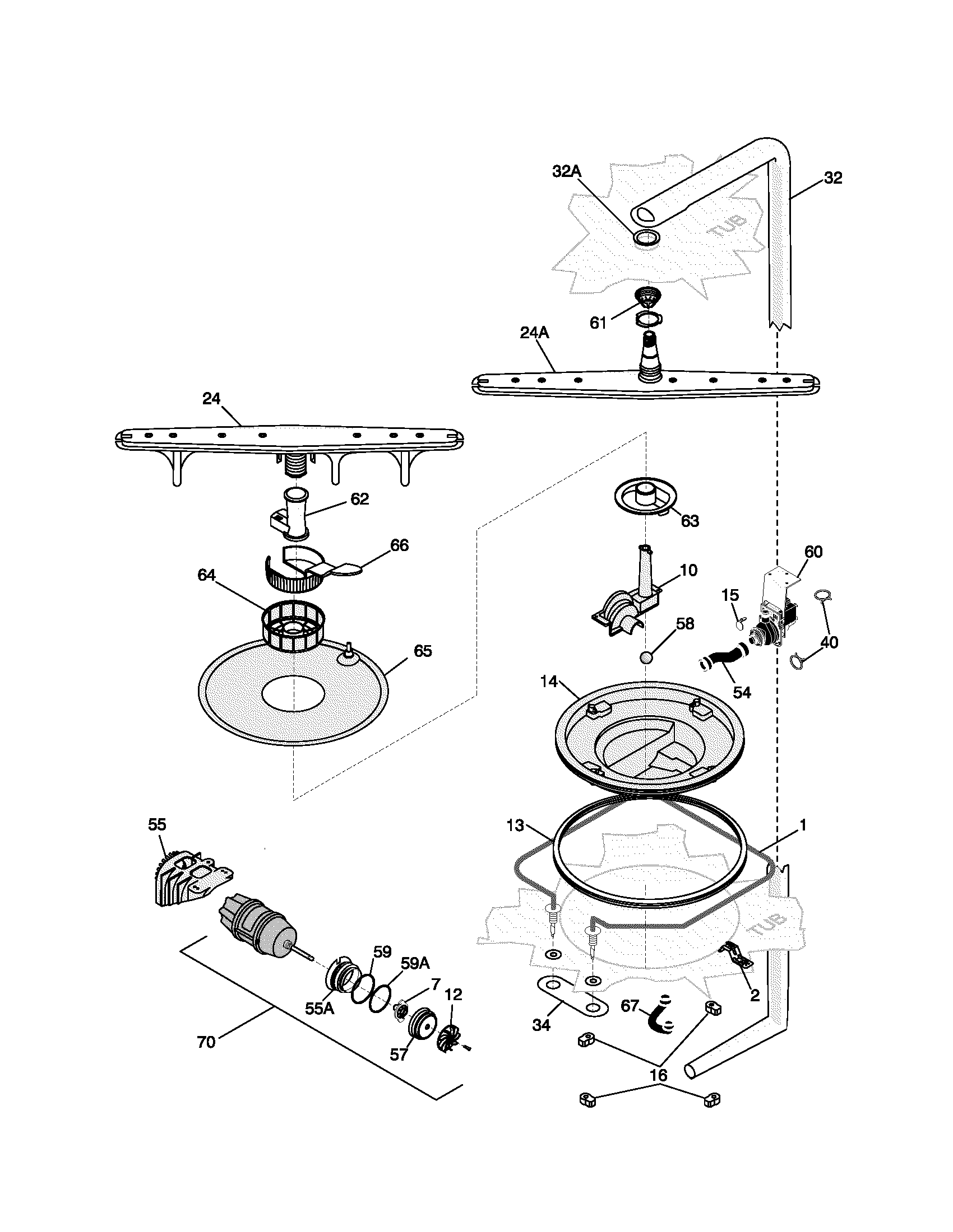 Frigidaire FDB635RFS5 motor & pump diagram