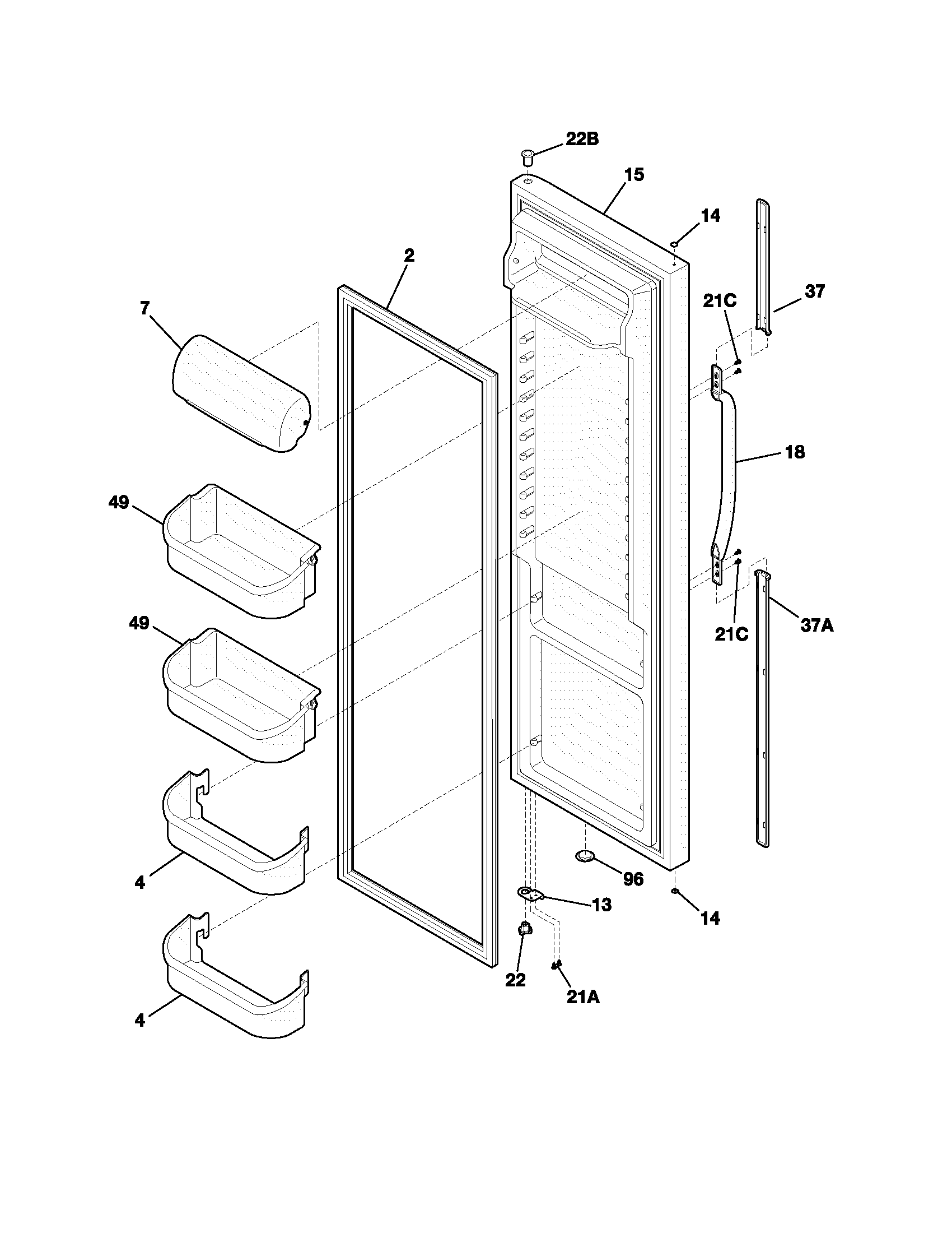 Frigidaire FRS23KR4AB1 refrigerator door diagram