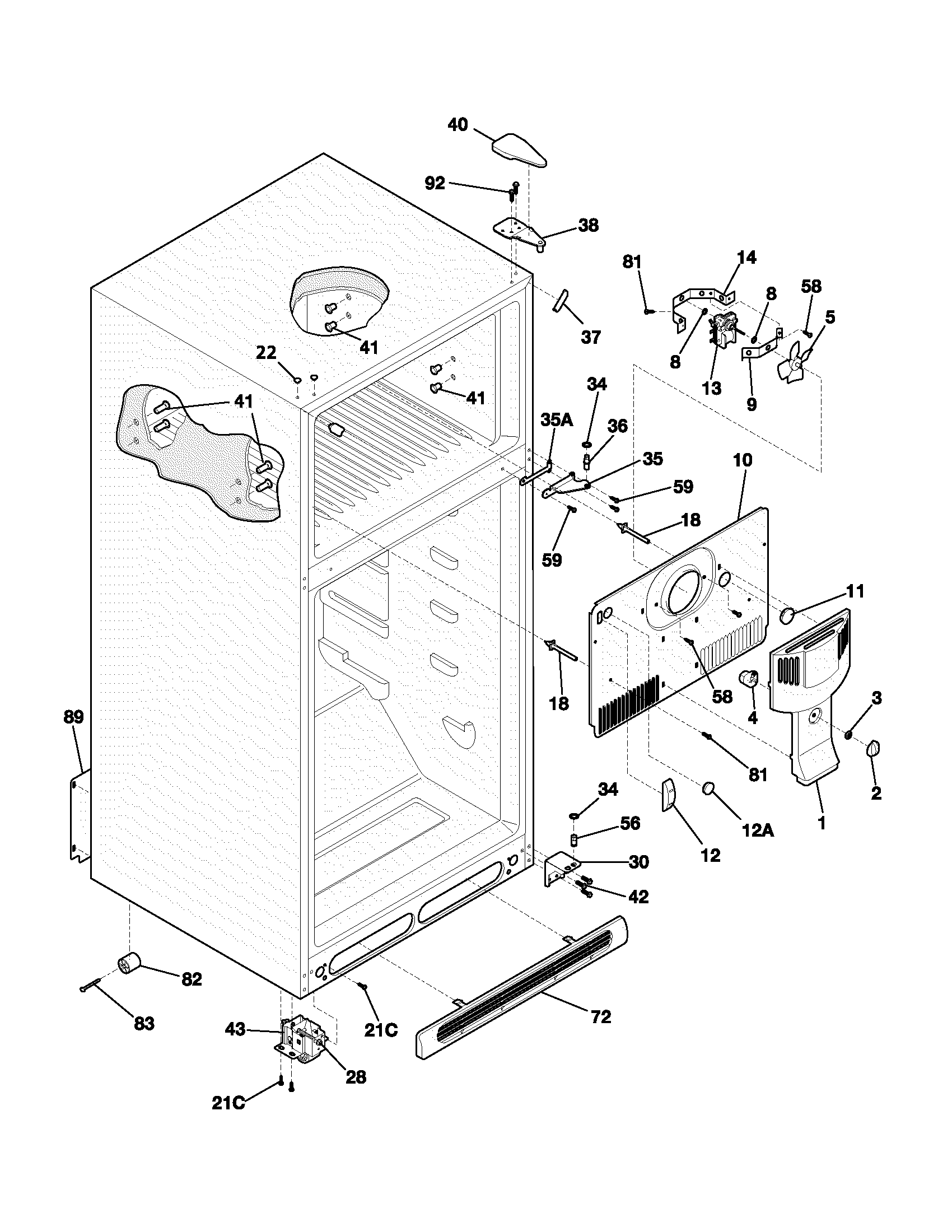 Frigidaire FRT21S6AQ1 cabinet diagram