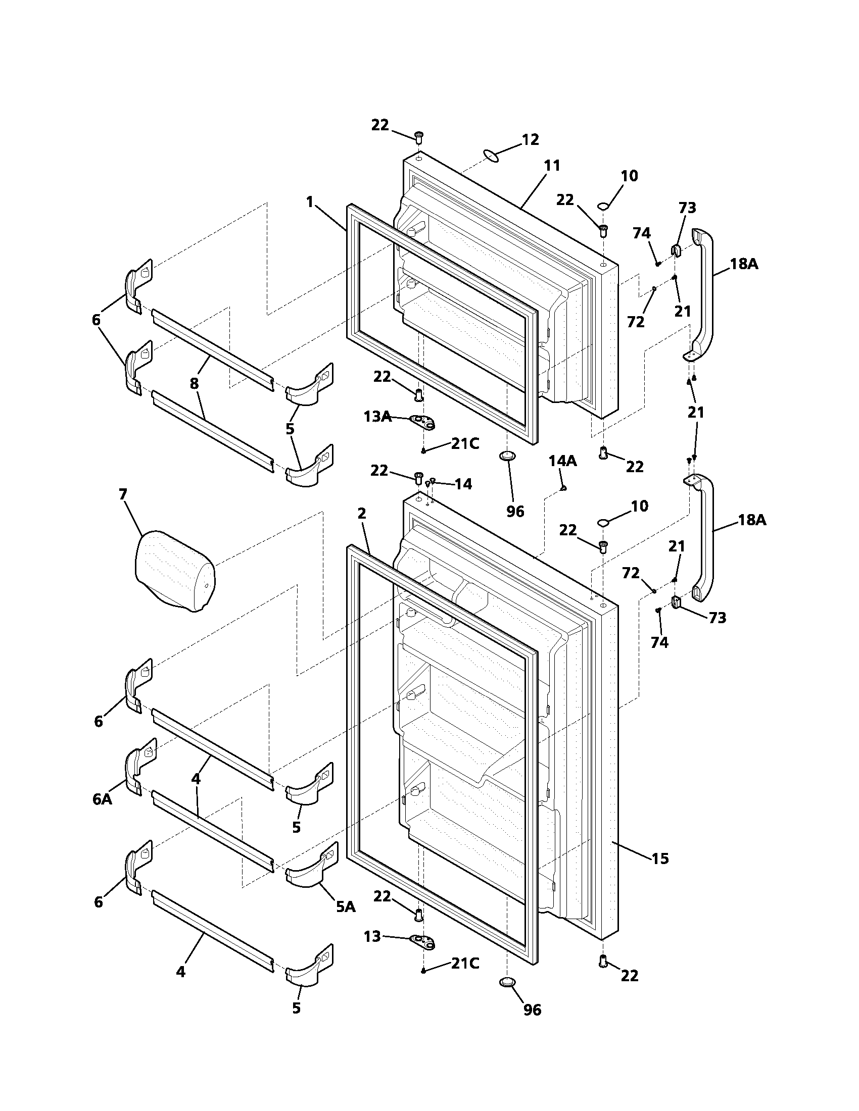 Frigidaire FRT21KD3AW1 door diagram