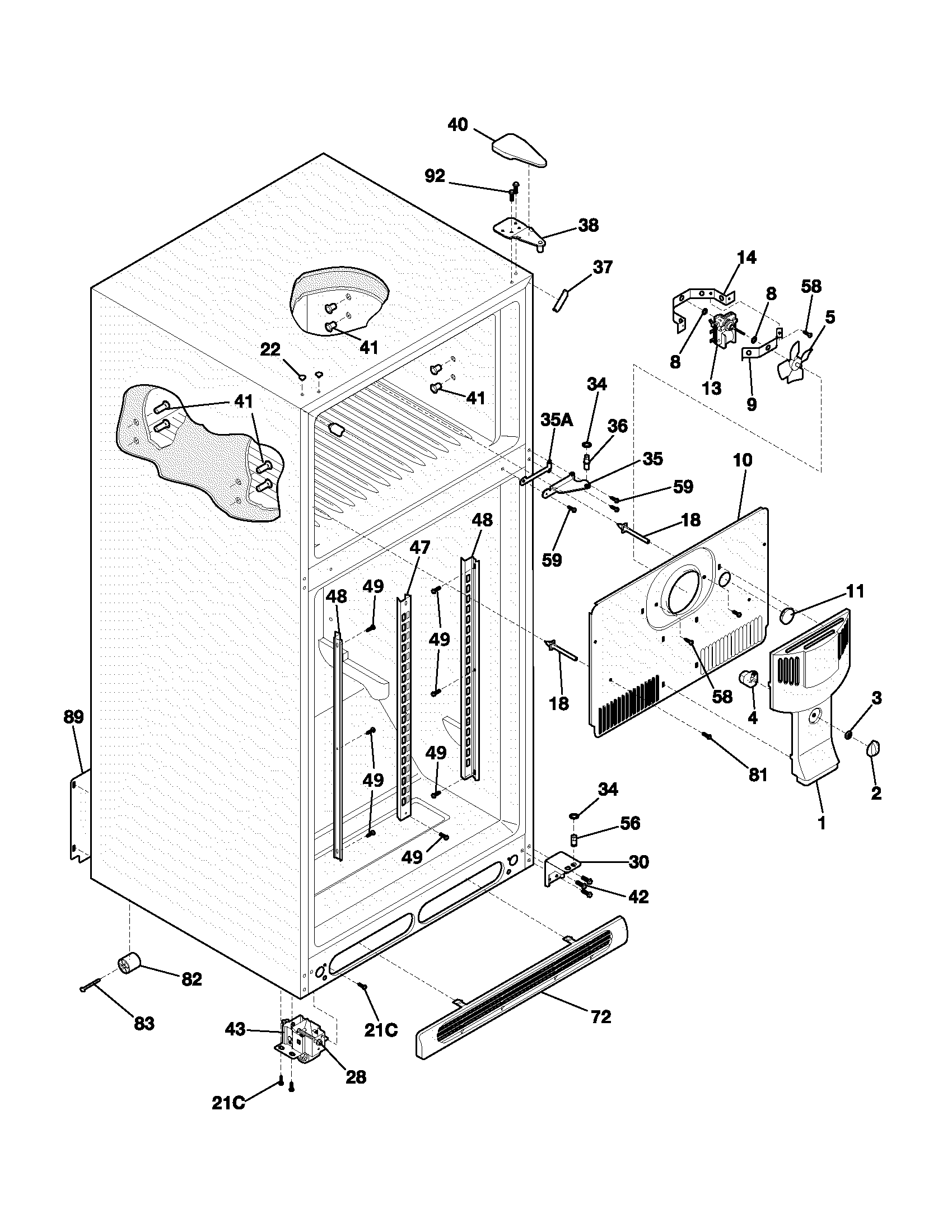 Frigidaire FRT21FR6AQ0 cabinet diagram
