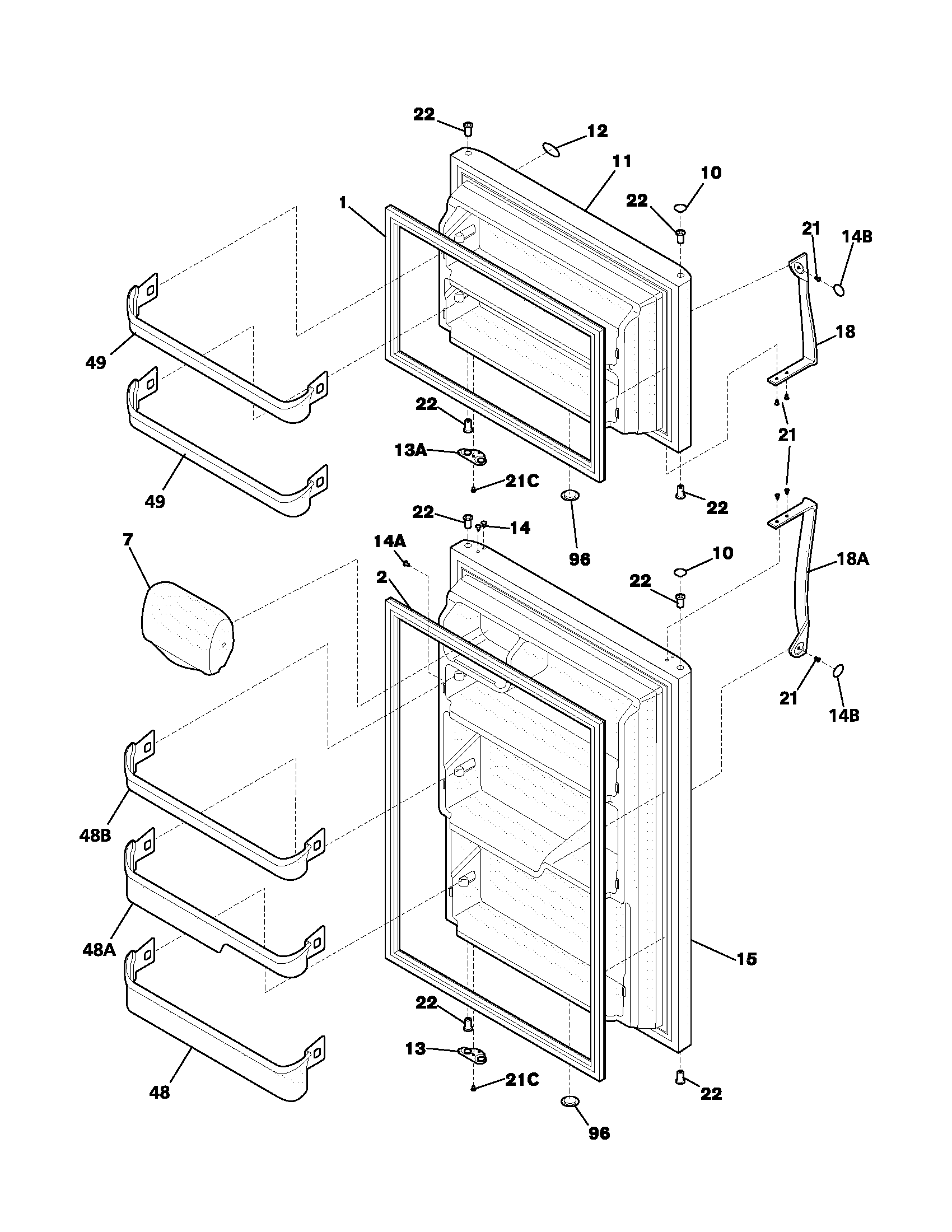 Frigidaire FRT21KR6AB0 door diagram