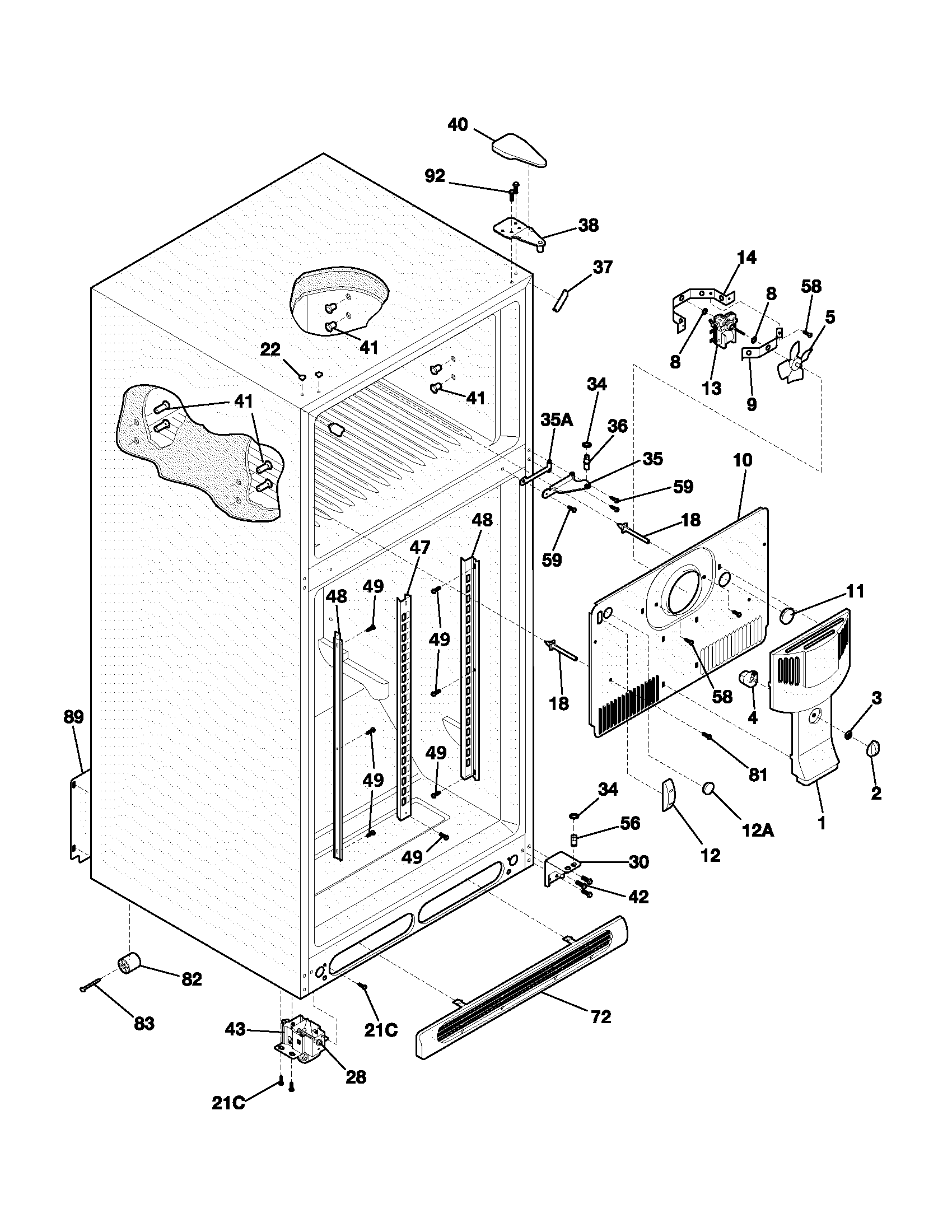 Frigidaire FRT21KR6AB0 cabinet diagram
