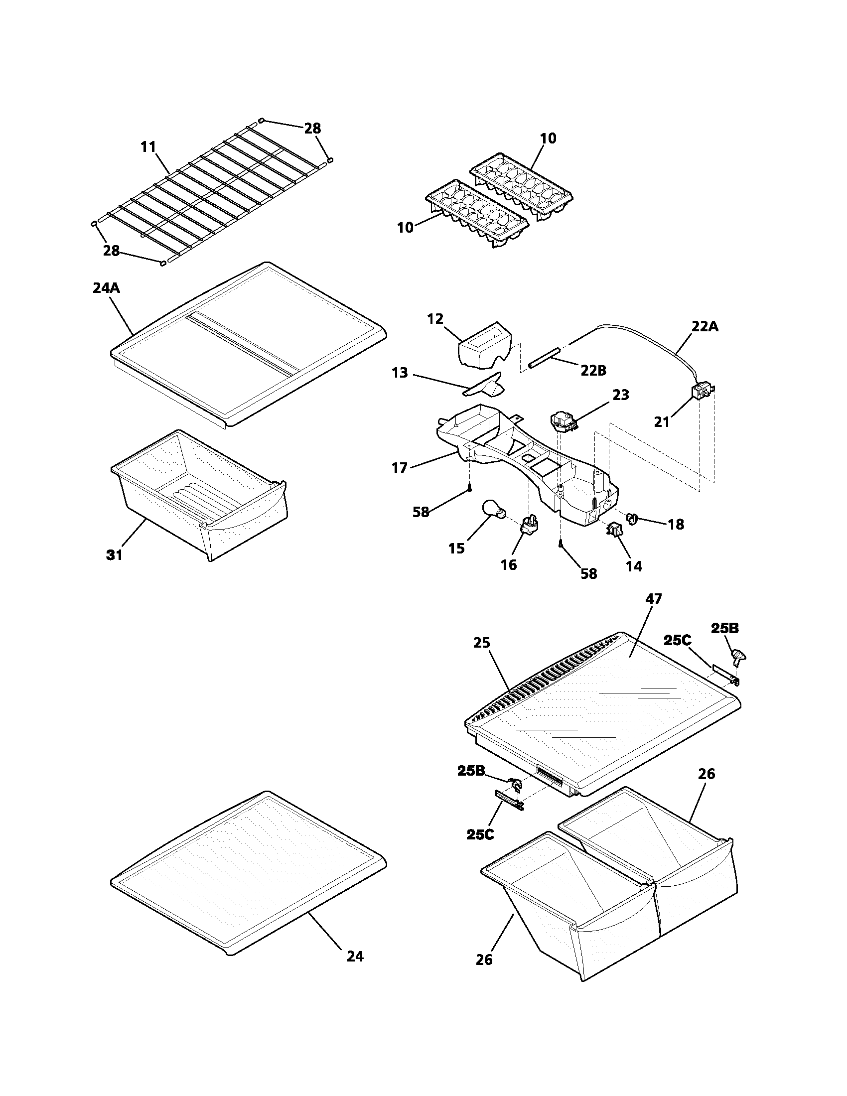 Frigidaire FRT21KS5AQ0 shelves diagram