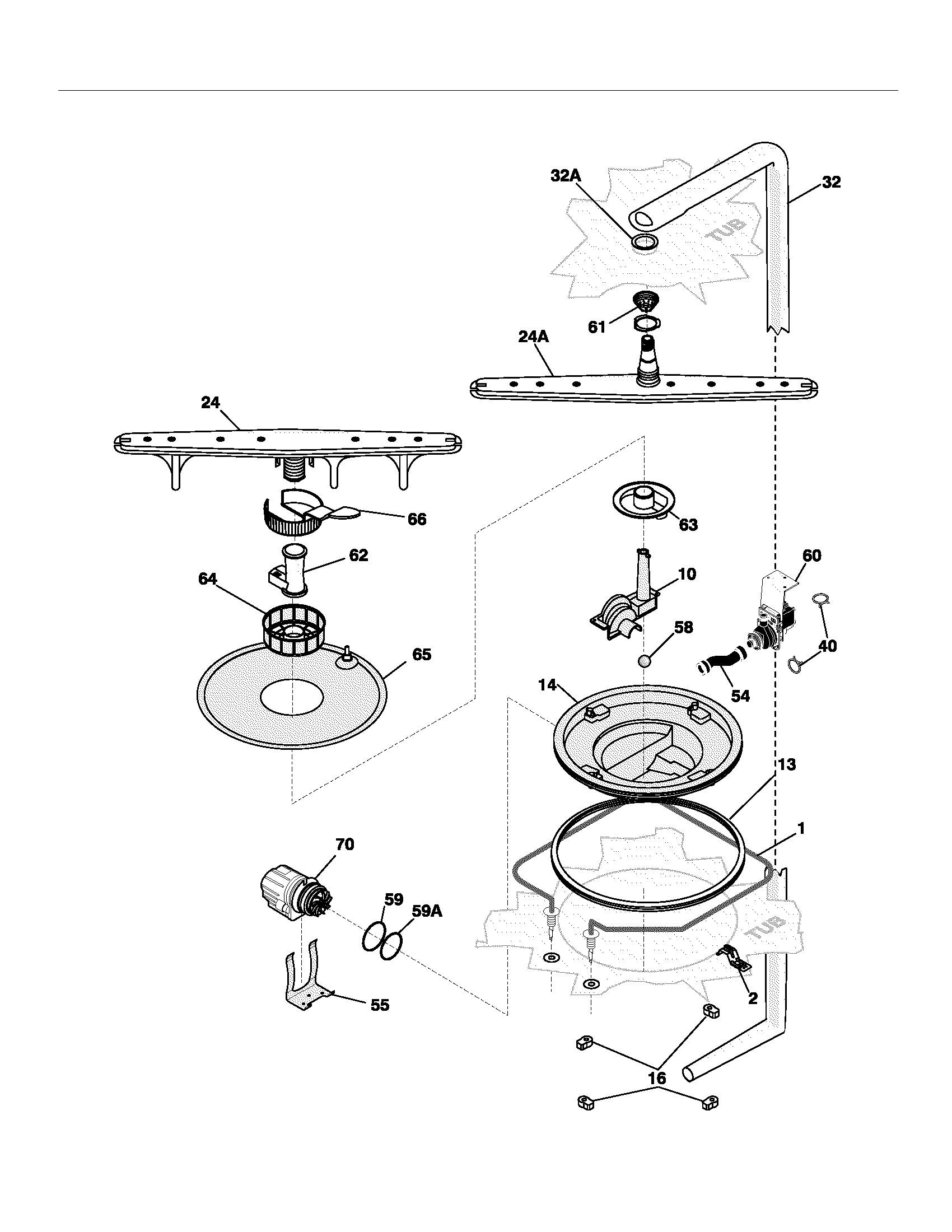 Frigidaire GLDB653JB2 motor & pump diagram