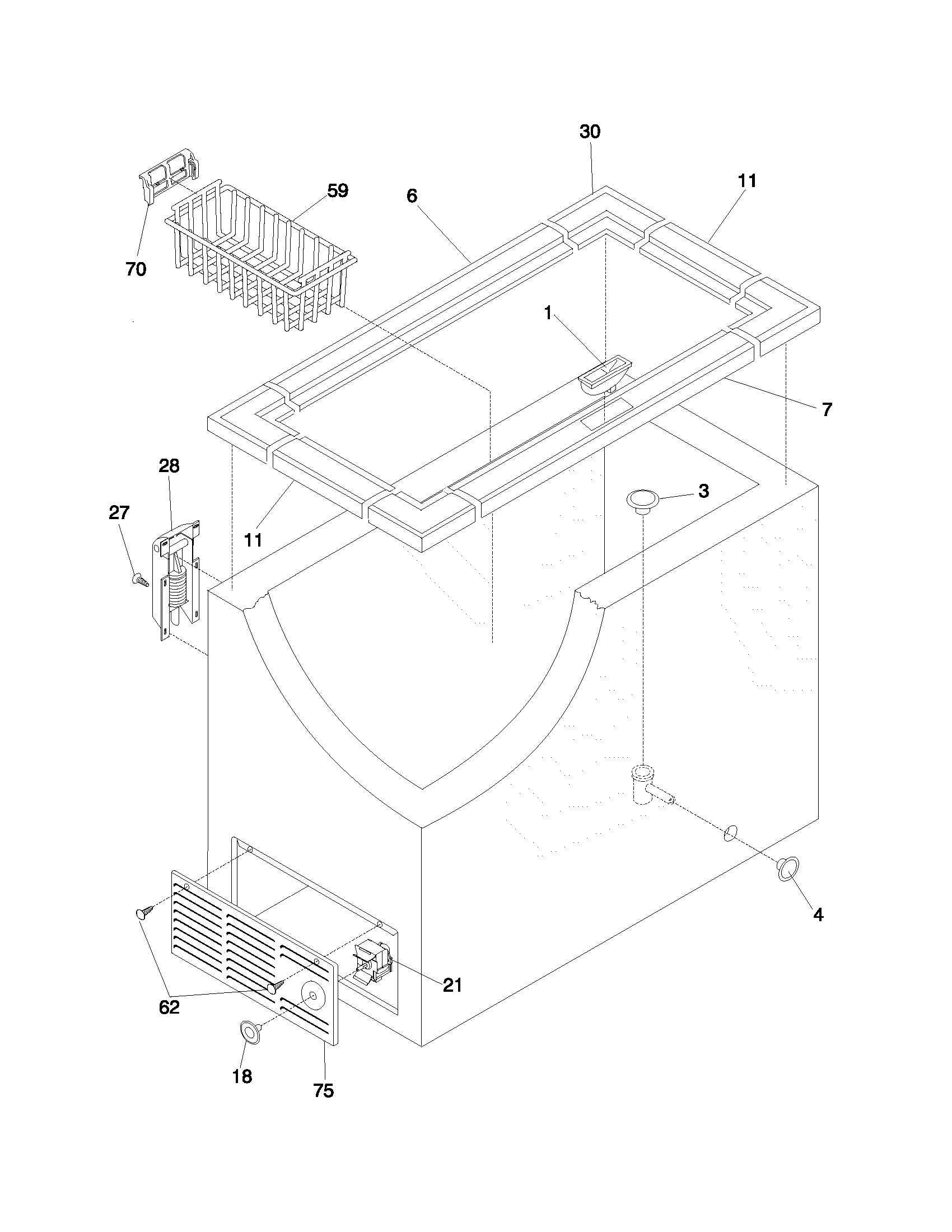 Frigidaire FFC07M5CW4 cabinet diagram