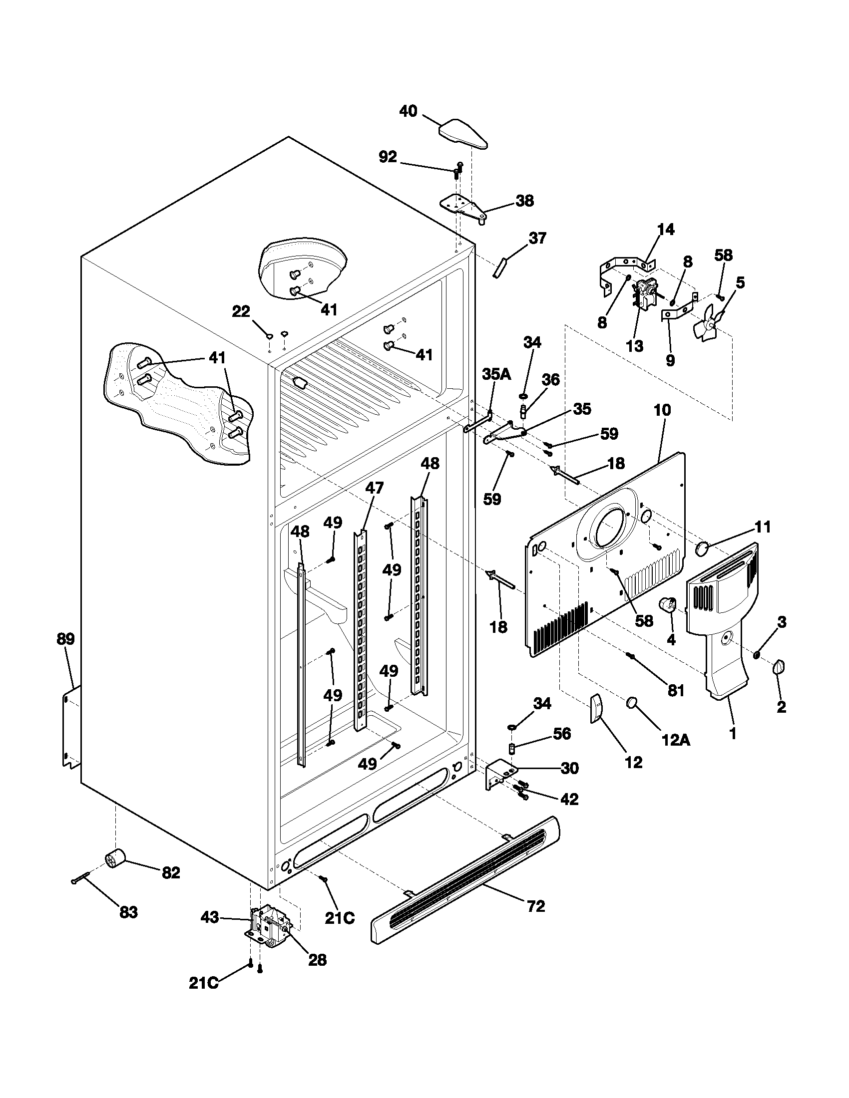 Frigidaire FRT18R6AQ2 cabinet diagram
