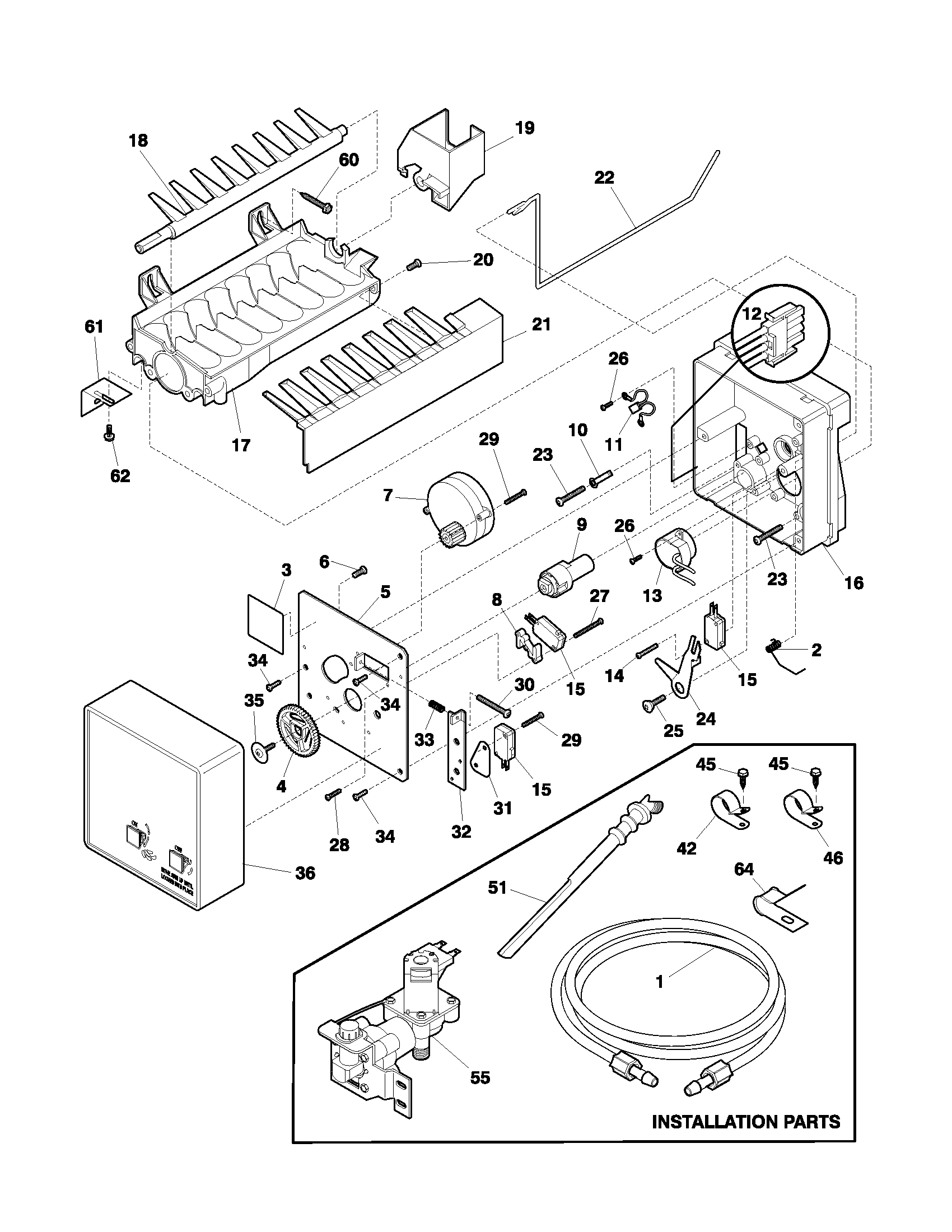 Frigidaire FRT18IB4AZ0 ice maker diagram