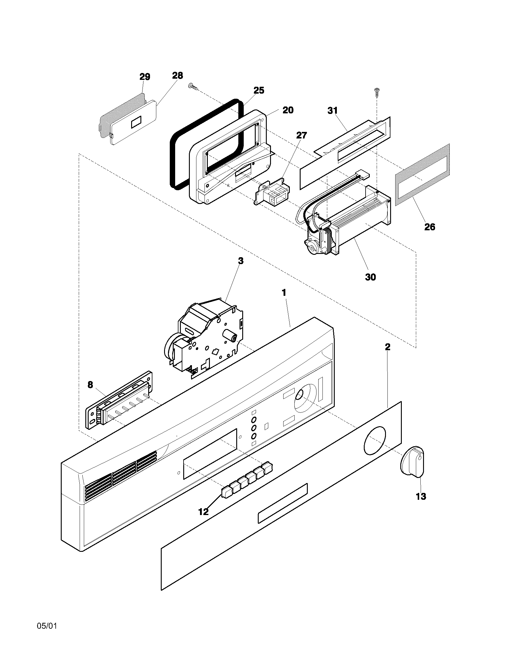 Frigidaire GPDB698JC1 control panel diagram