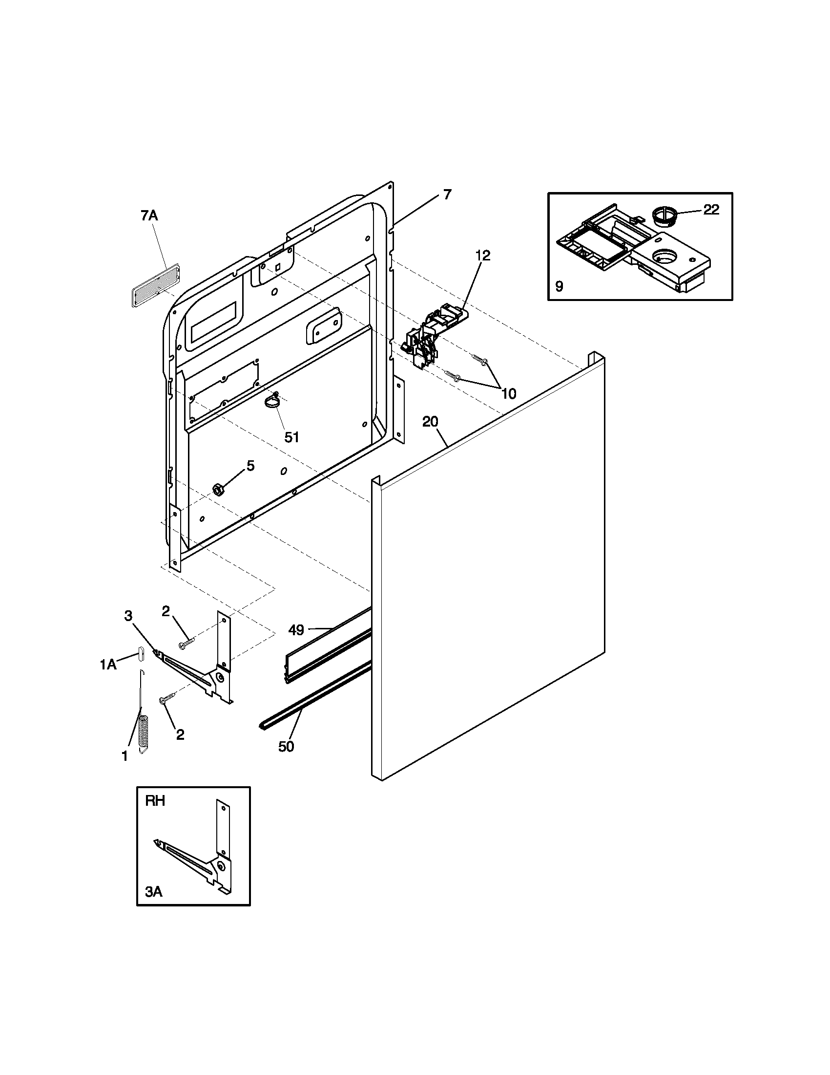 Frigidaire FDB641RJB1 door diagram