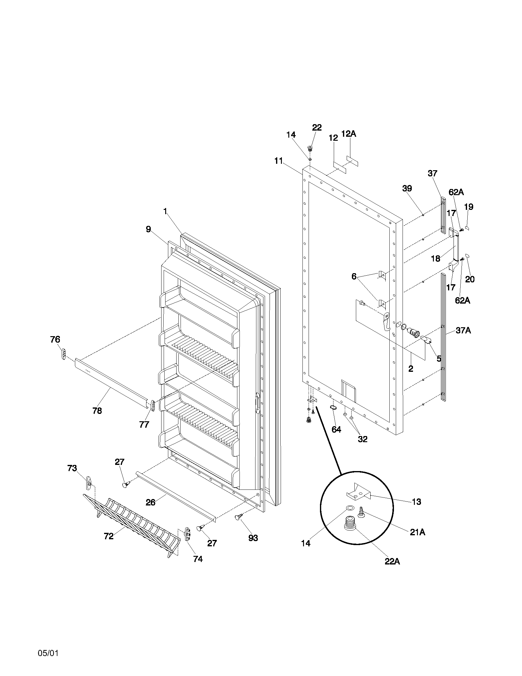 Frigidaire FFU17F9GW5 door diagram