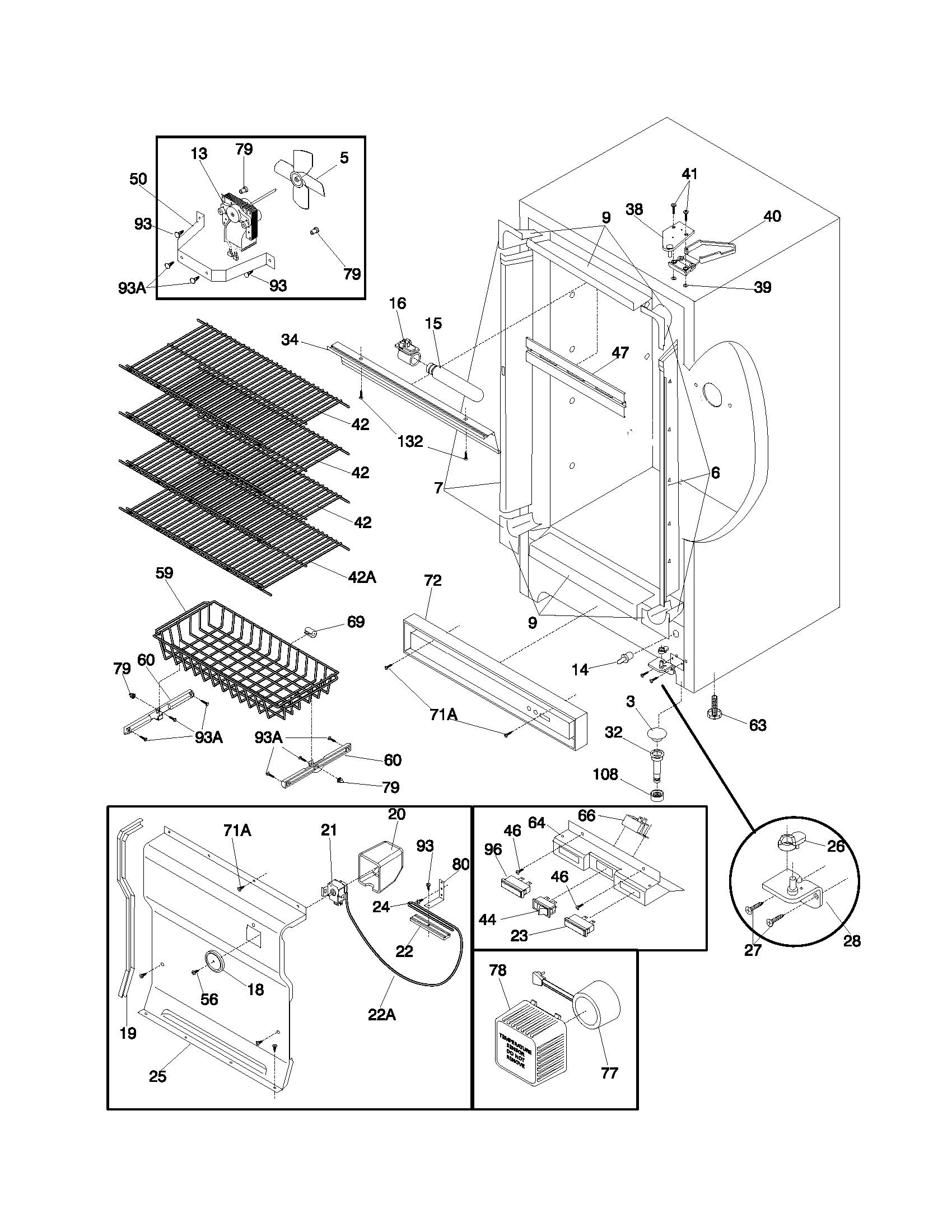Frigidaire FFU17F9GW5 cabinet diagram