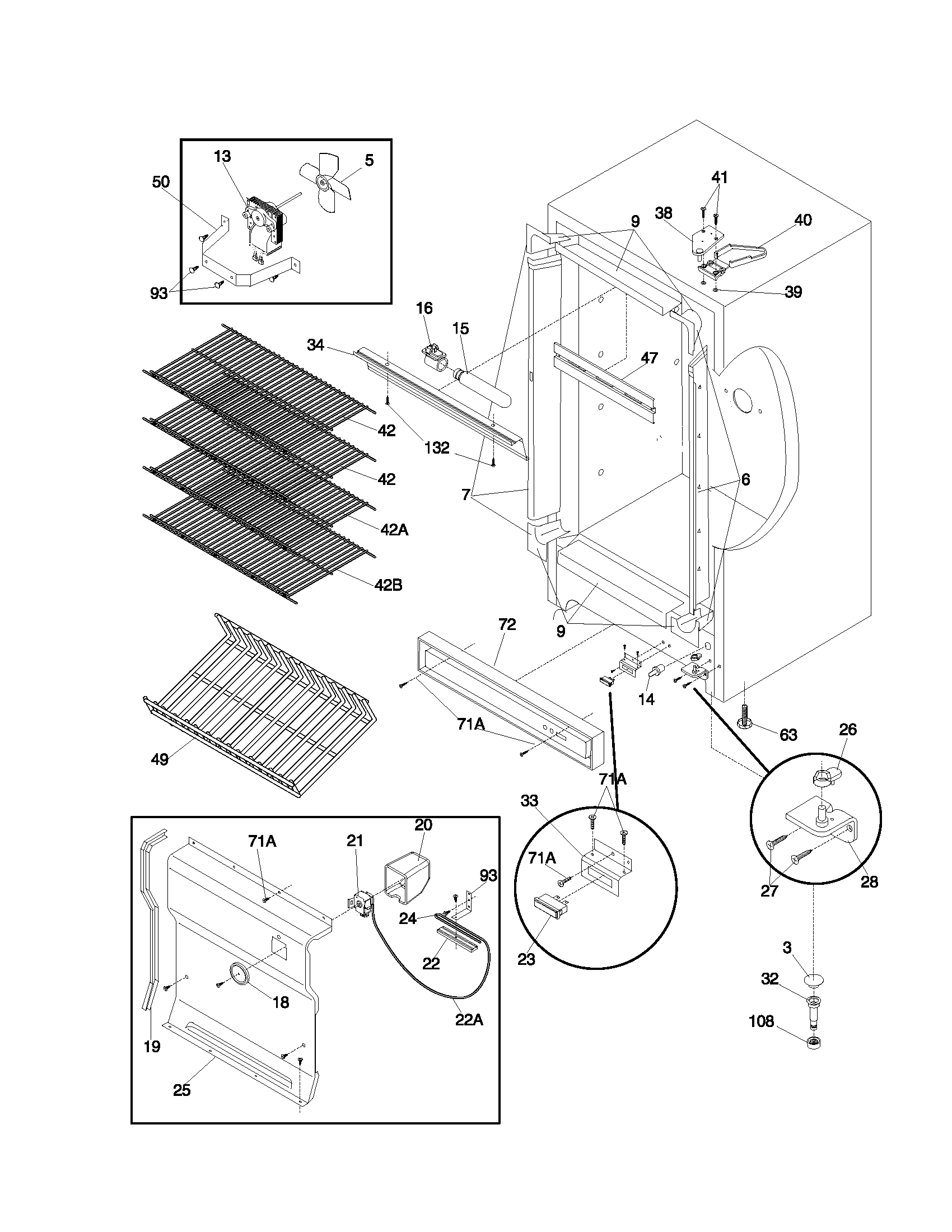 Frigidaire FFU20F3AW0 cabinet diagram
