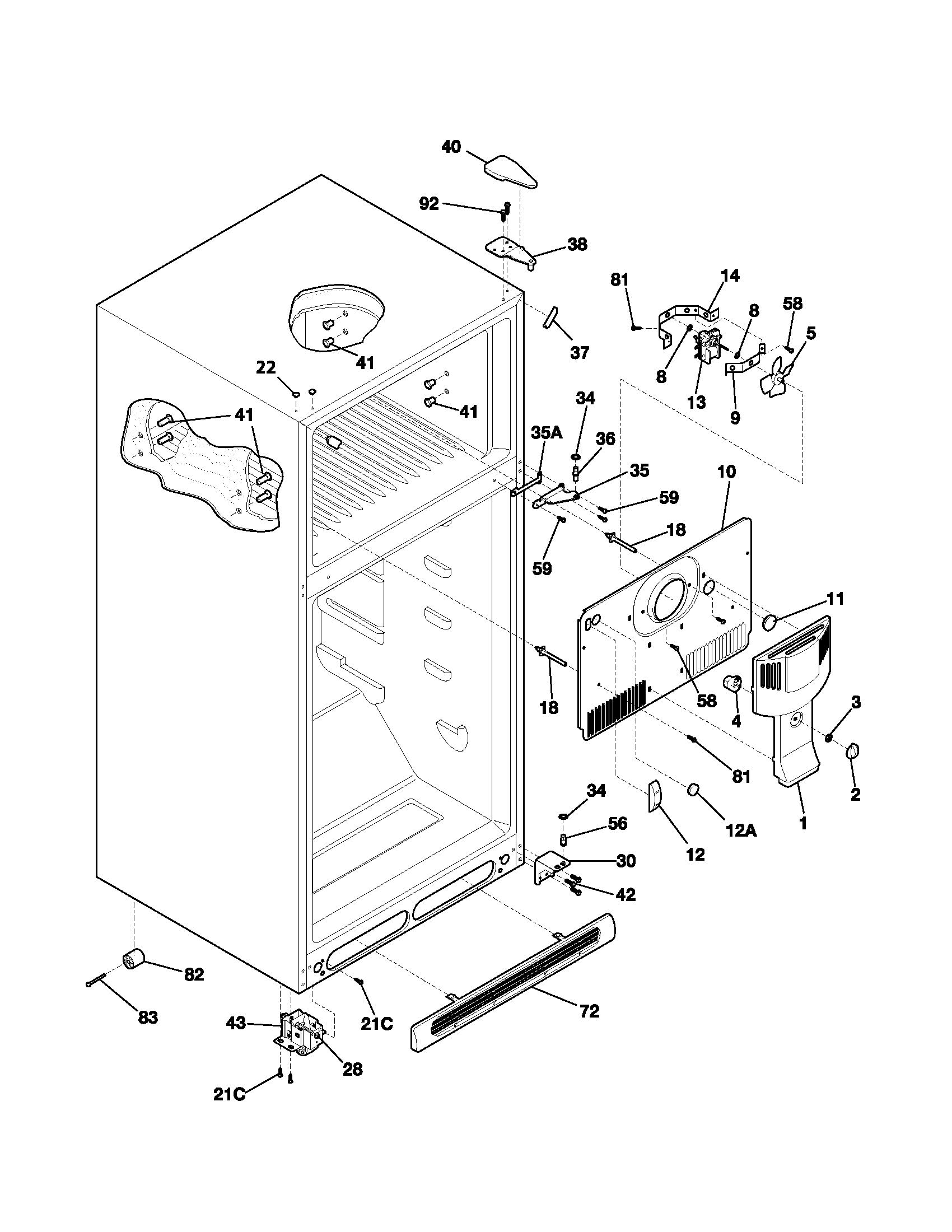 Frigidaire FRT18G3AQ0 cabinet diagram