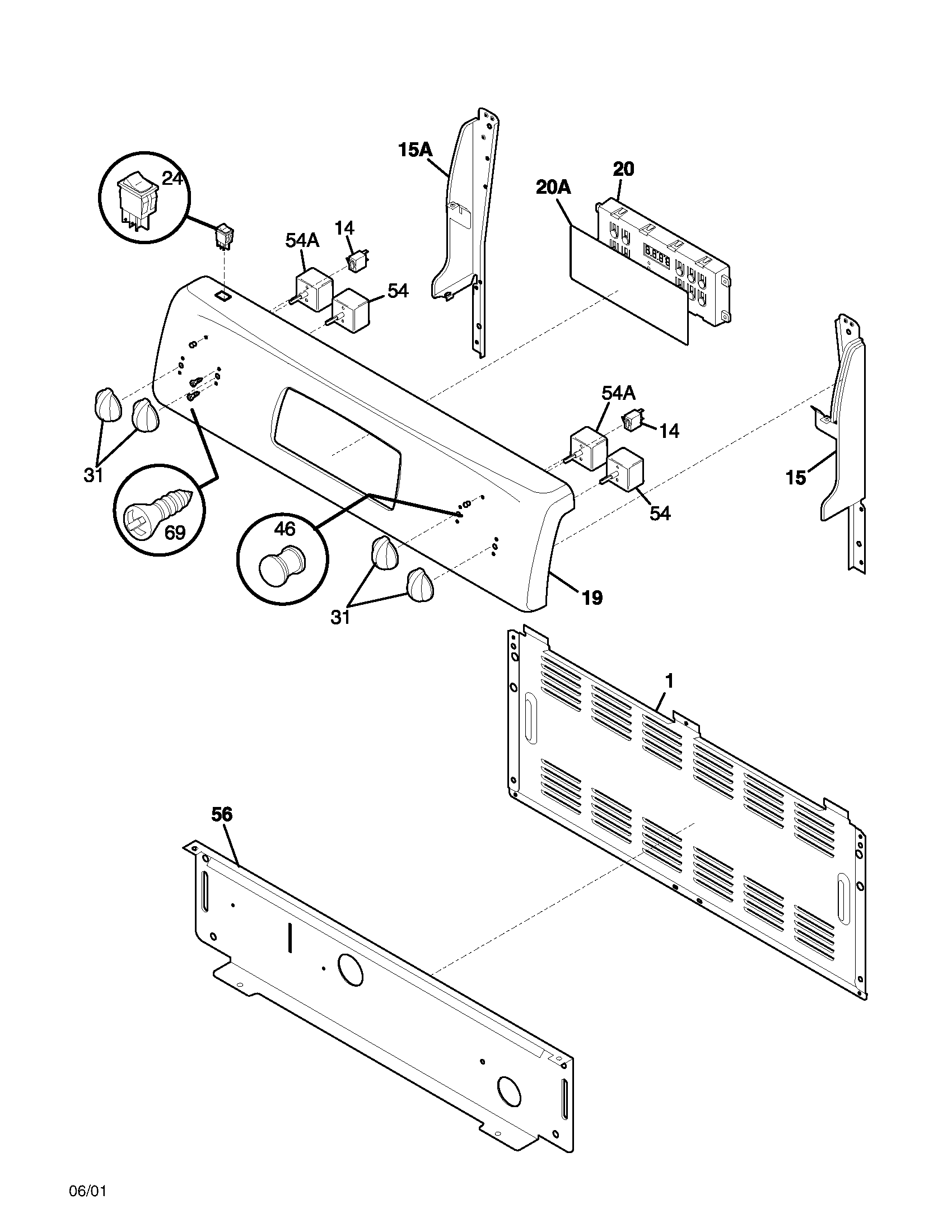 Frigidaire FEF355AUA backguard diagram
