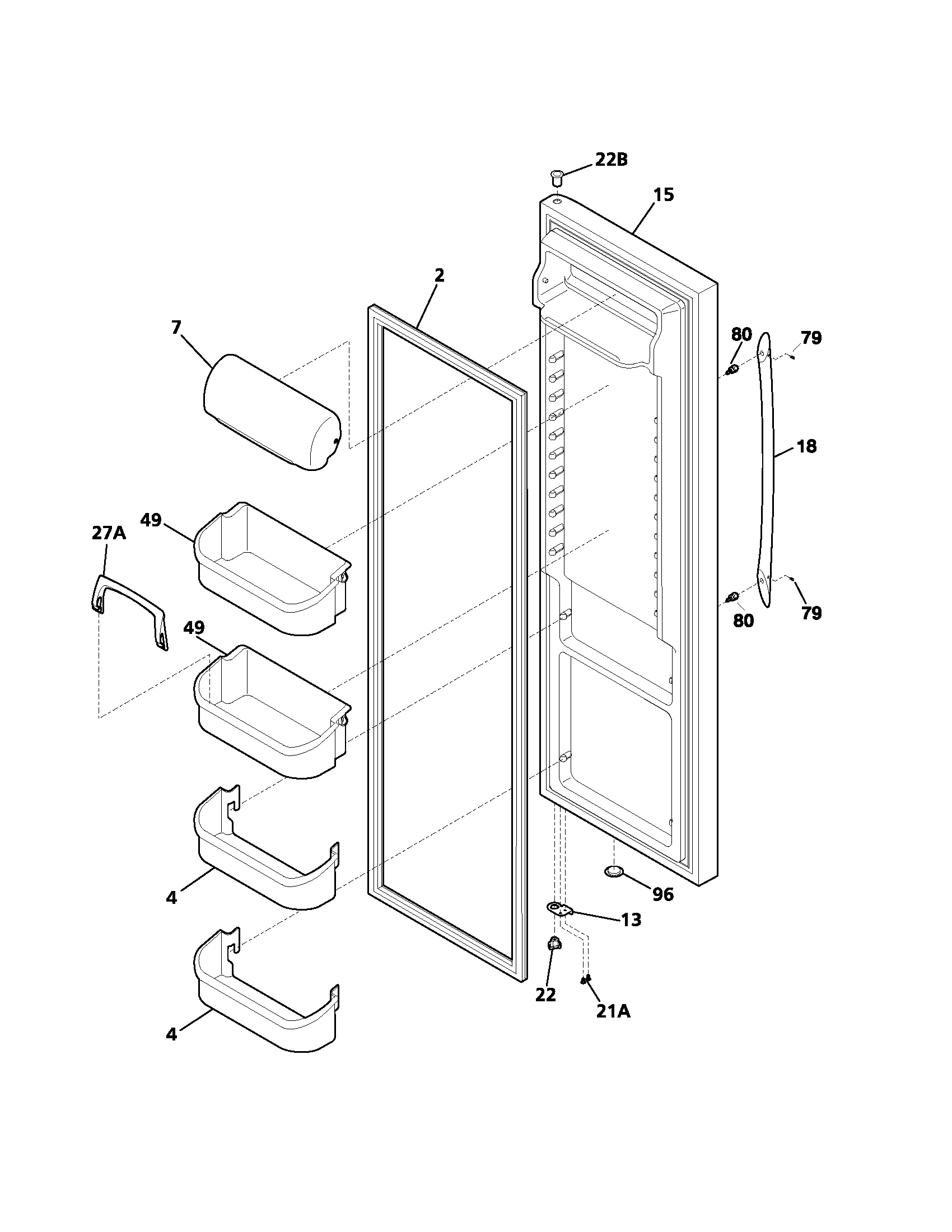 Frigidaire PLRS267ZAB0 refrigerator door diagram
