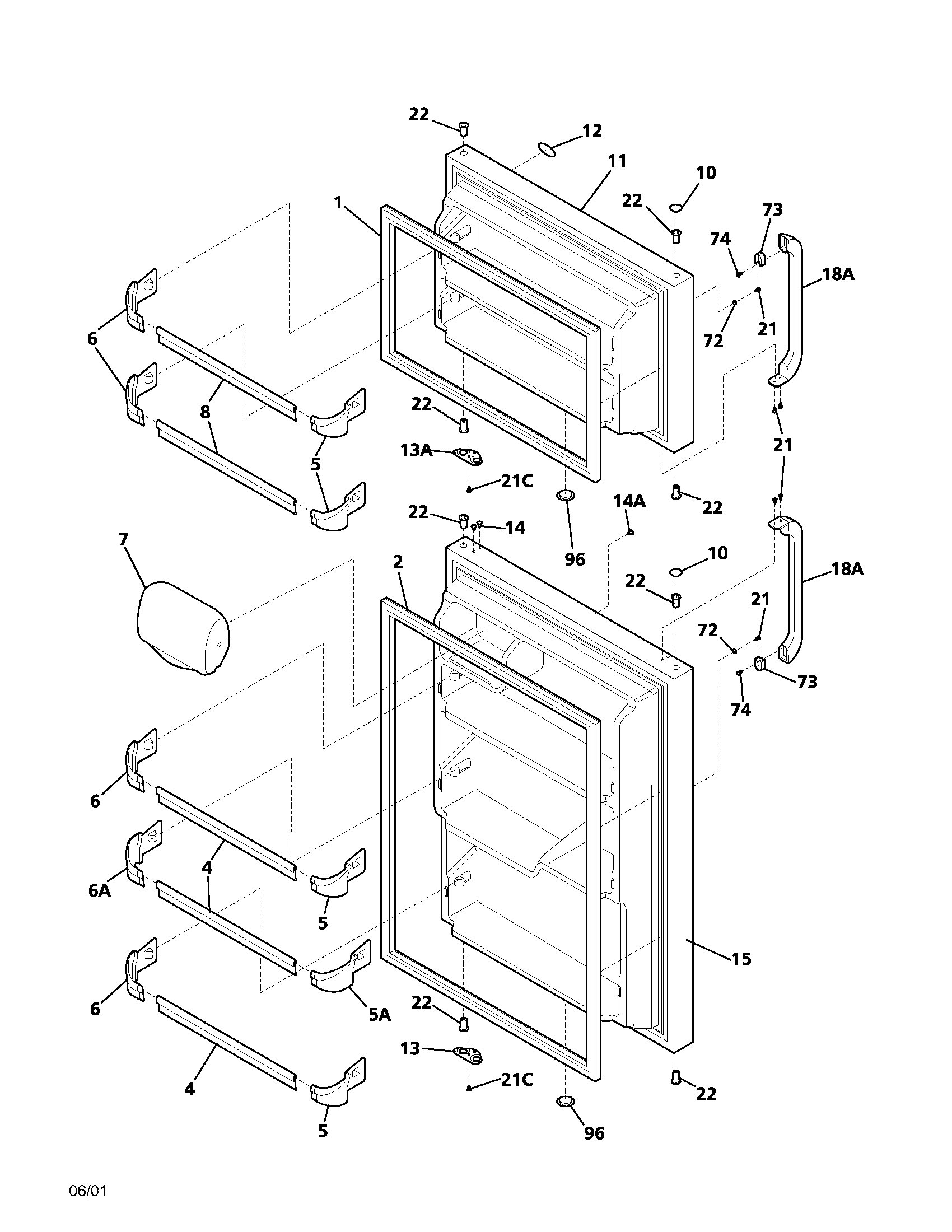 Frigidaire FRT21G3AW0 door diagram