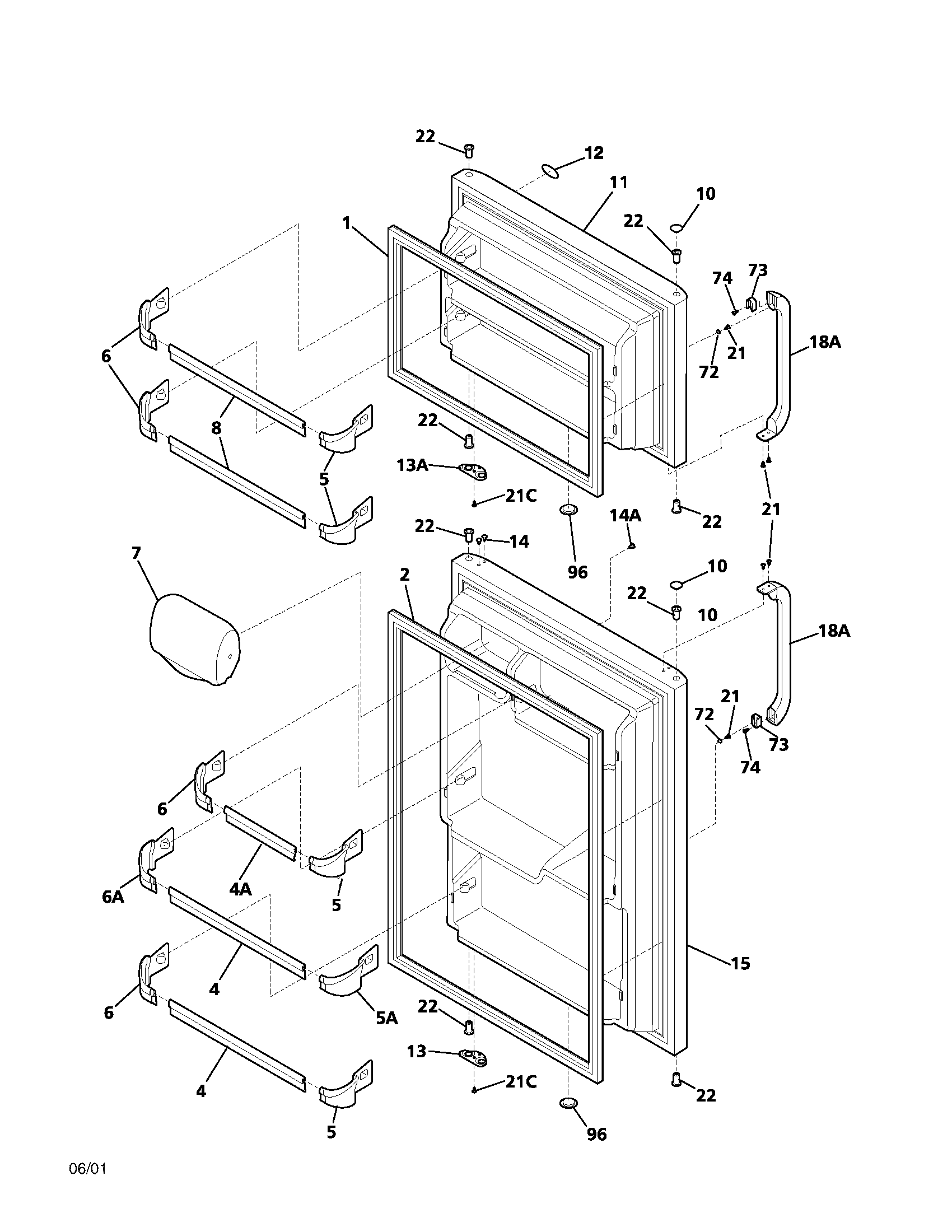 Frigidaire FRT15B3AZ0 door diagram