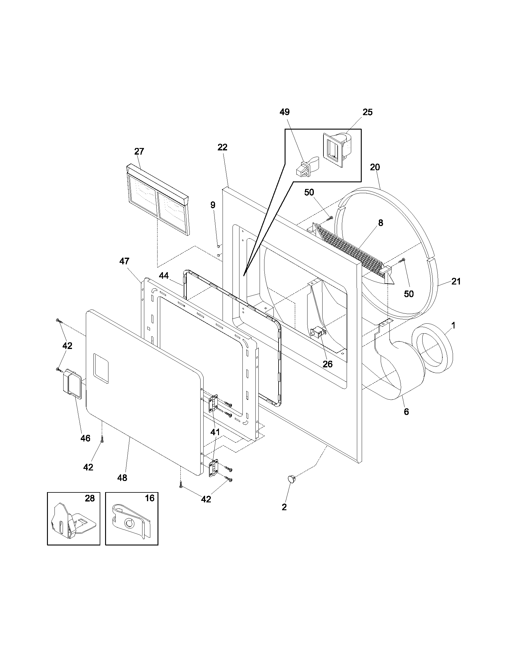 Frigidaire FGR221AS0 frnt pnl,door diagram