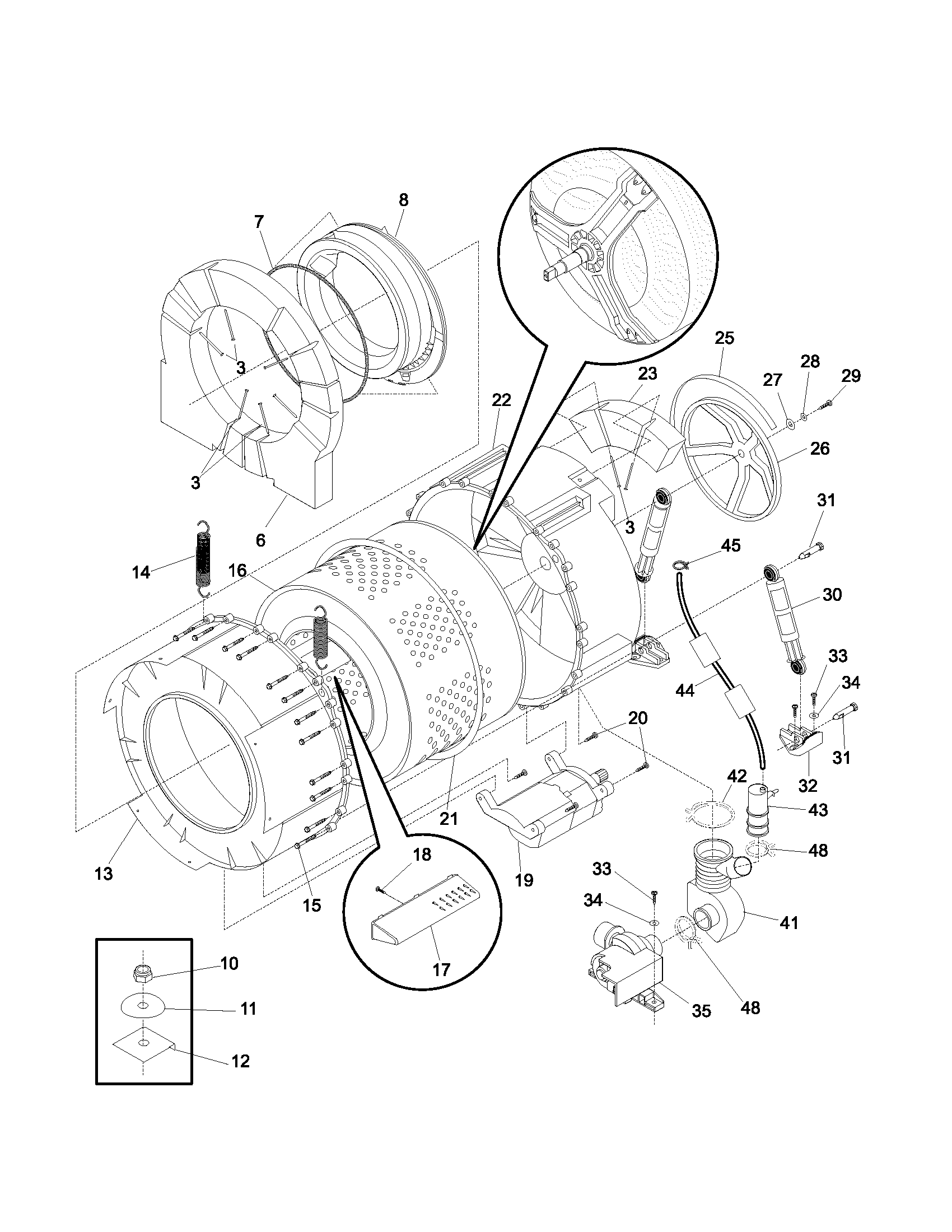 Frigidaire FTF1040AS0 wshr tub,motor diagram