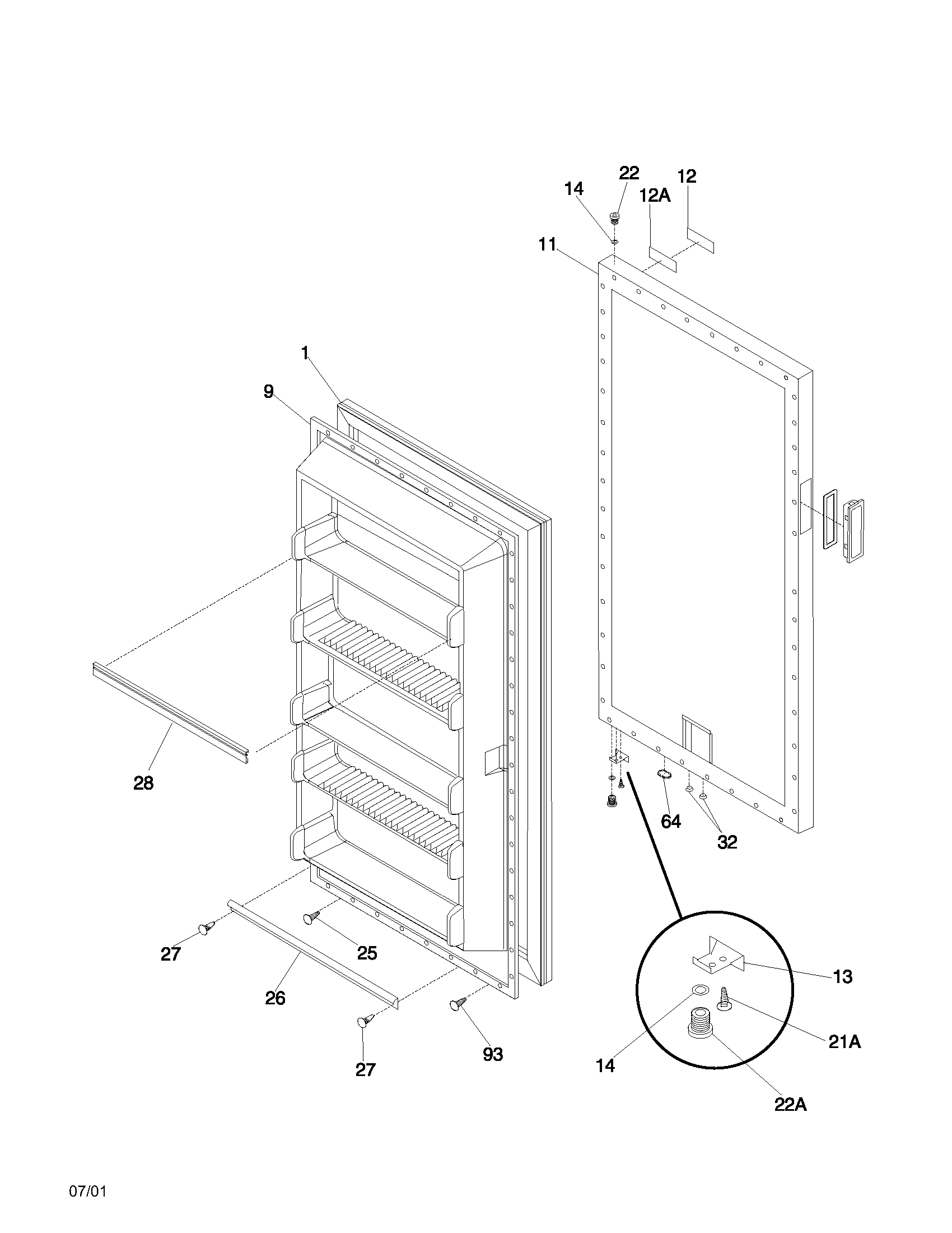 Frigidaire MFU14M2GW4 door diagram