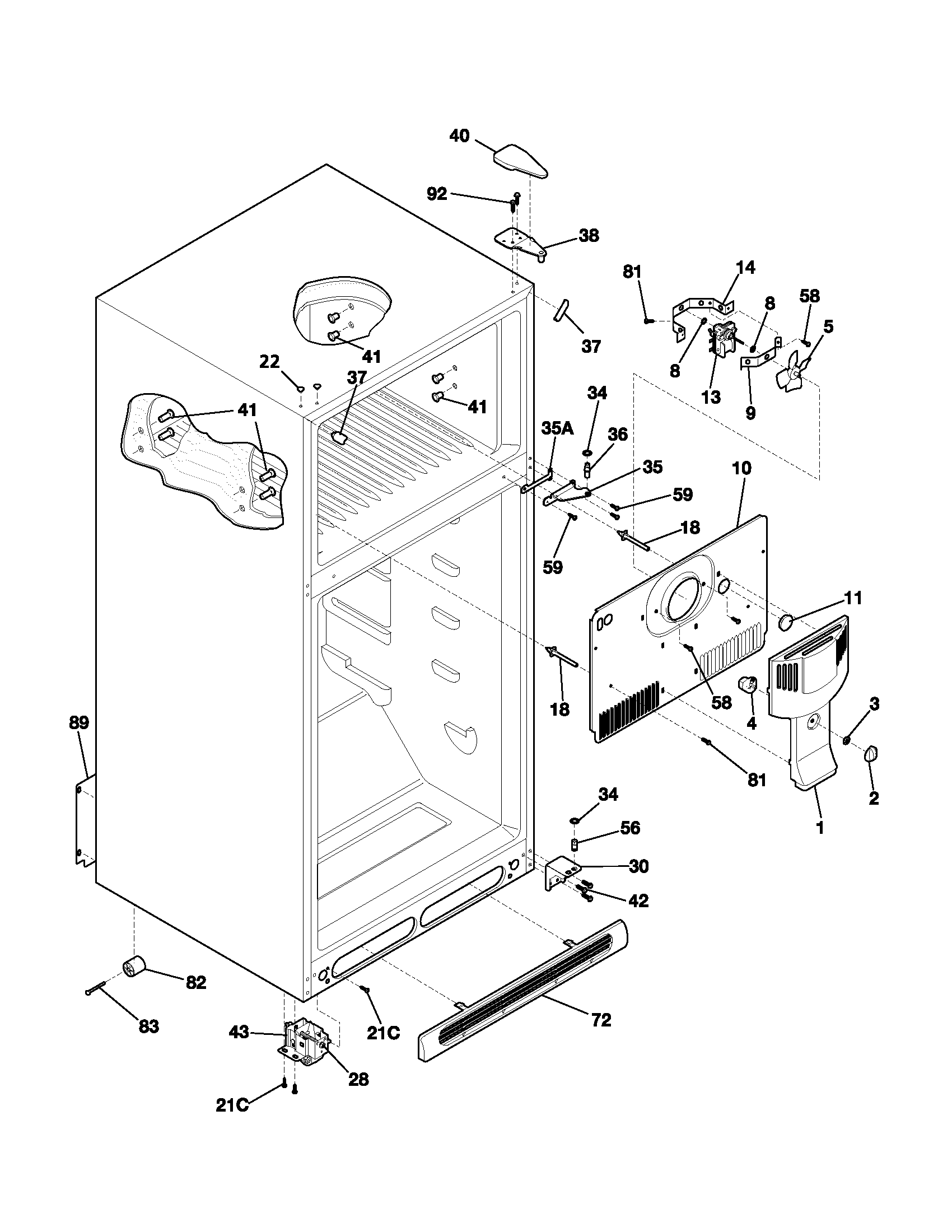 Frigidaire FRT18IG4AT0 cabinet diagram