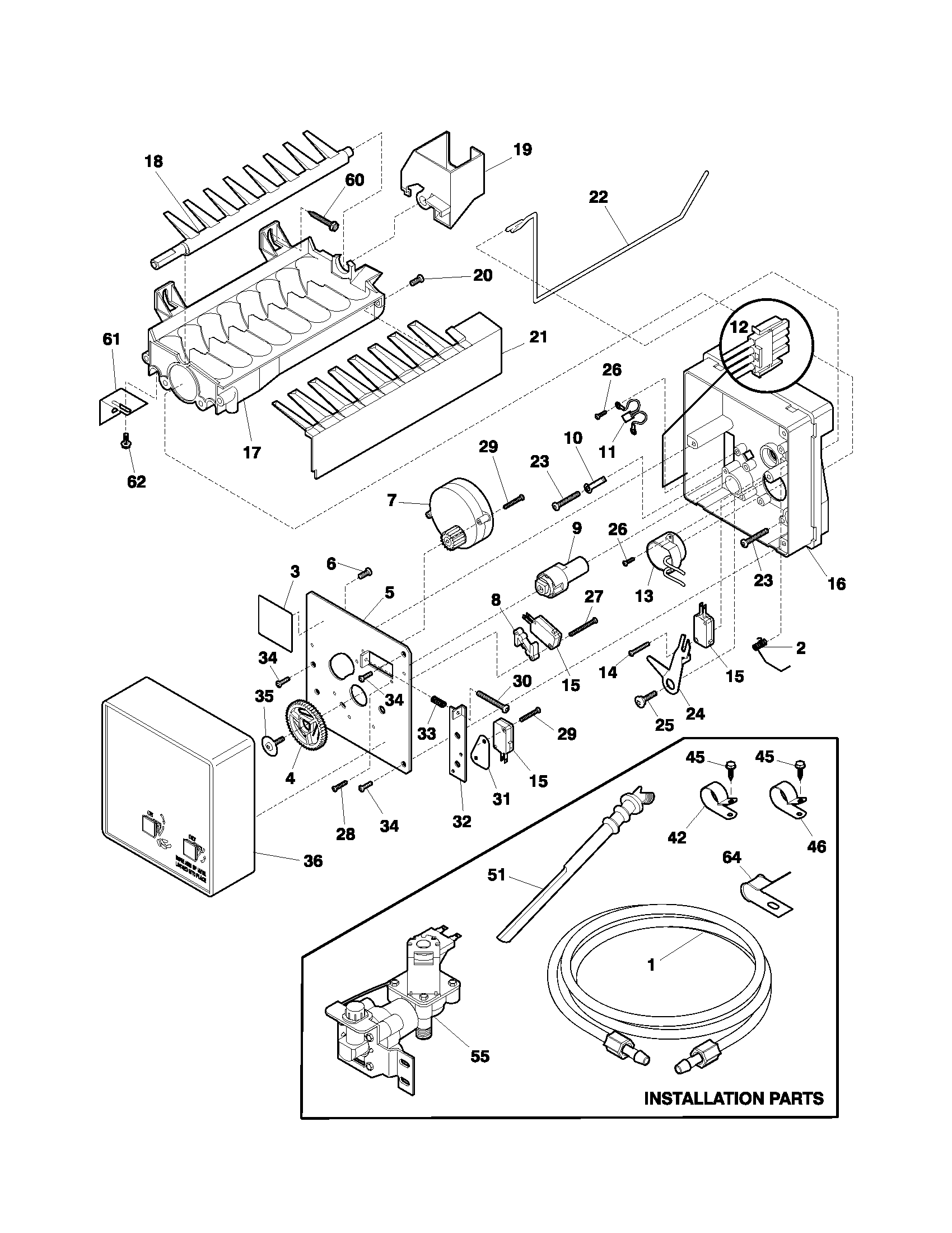 Frigidaire FRT18IG4AT0 ice maker diagram