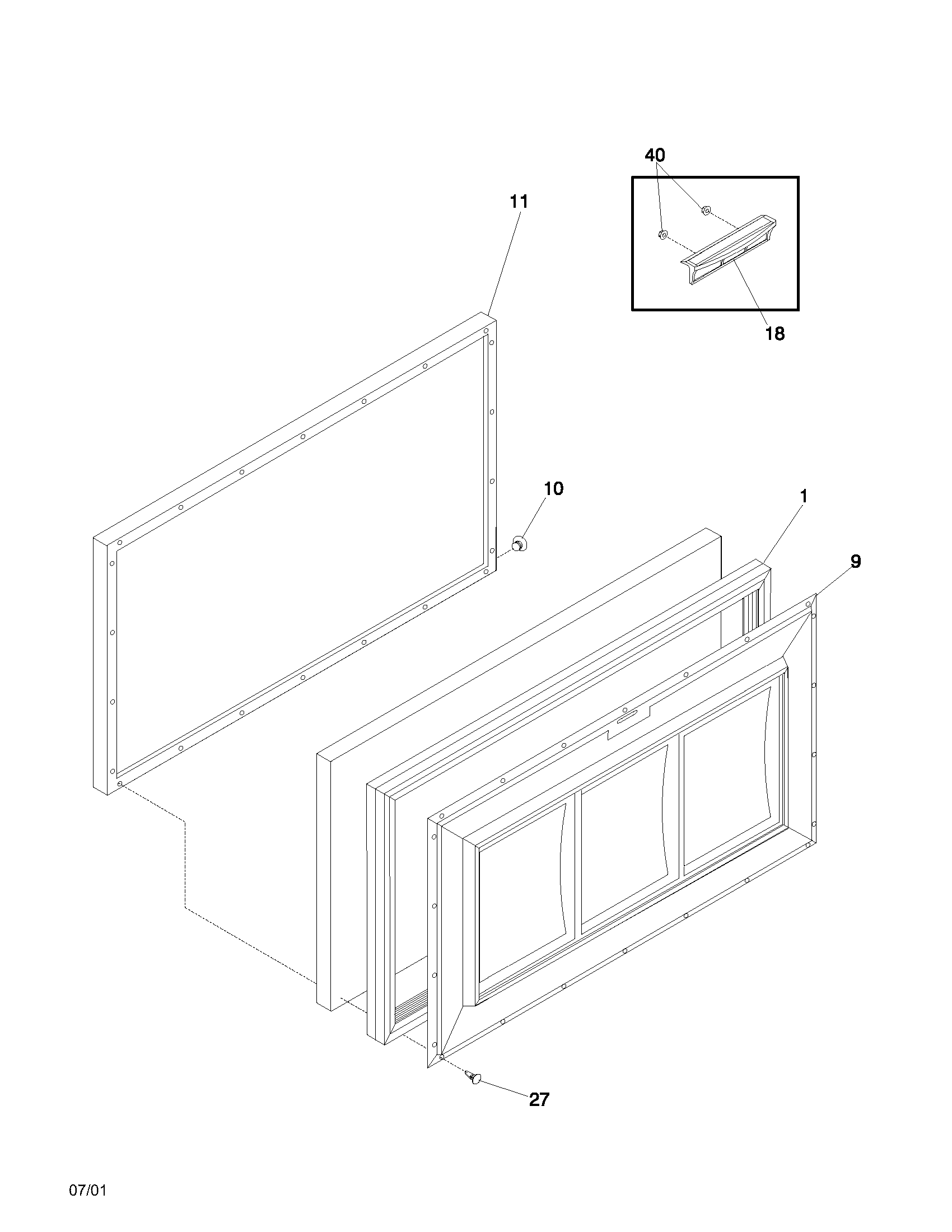 Frigidaire MFC07M3FW4 door diagram