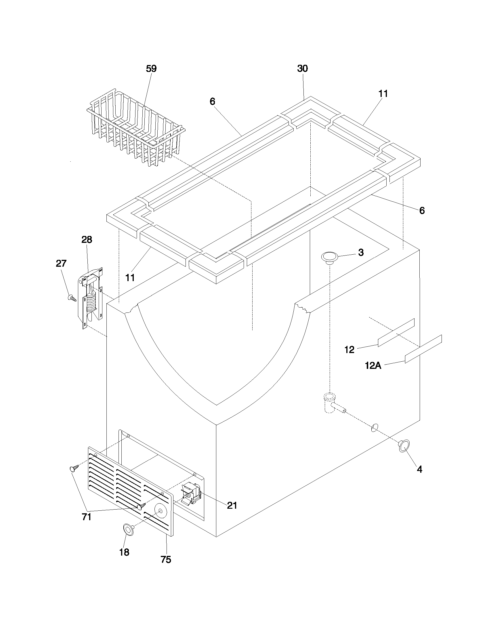 Frigidaire MFC07M3FW4 cabinet diagram