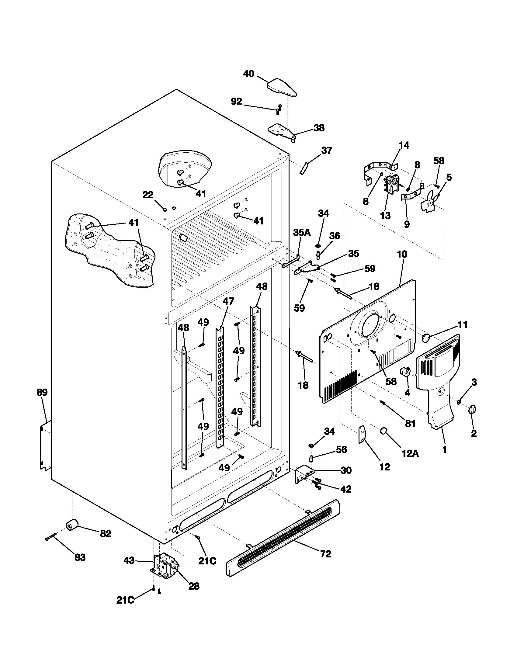 Frigidaire FRT21R6AQ1 cabinet diagram