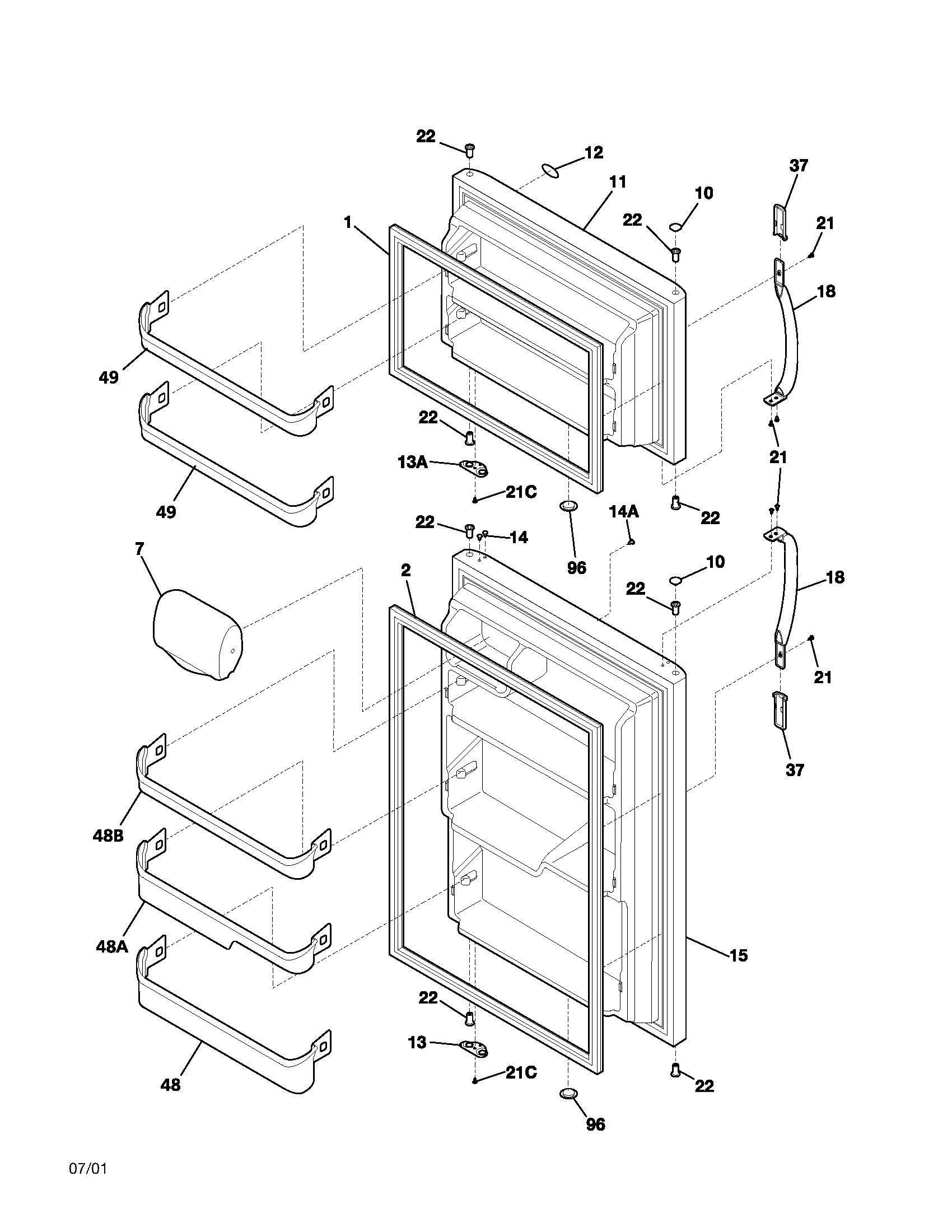 Frigidaire FRT18KS5AW0 doors diagram