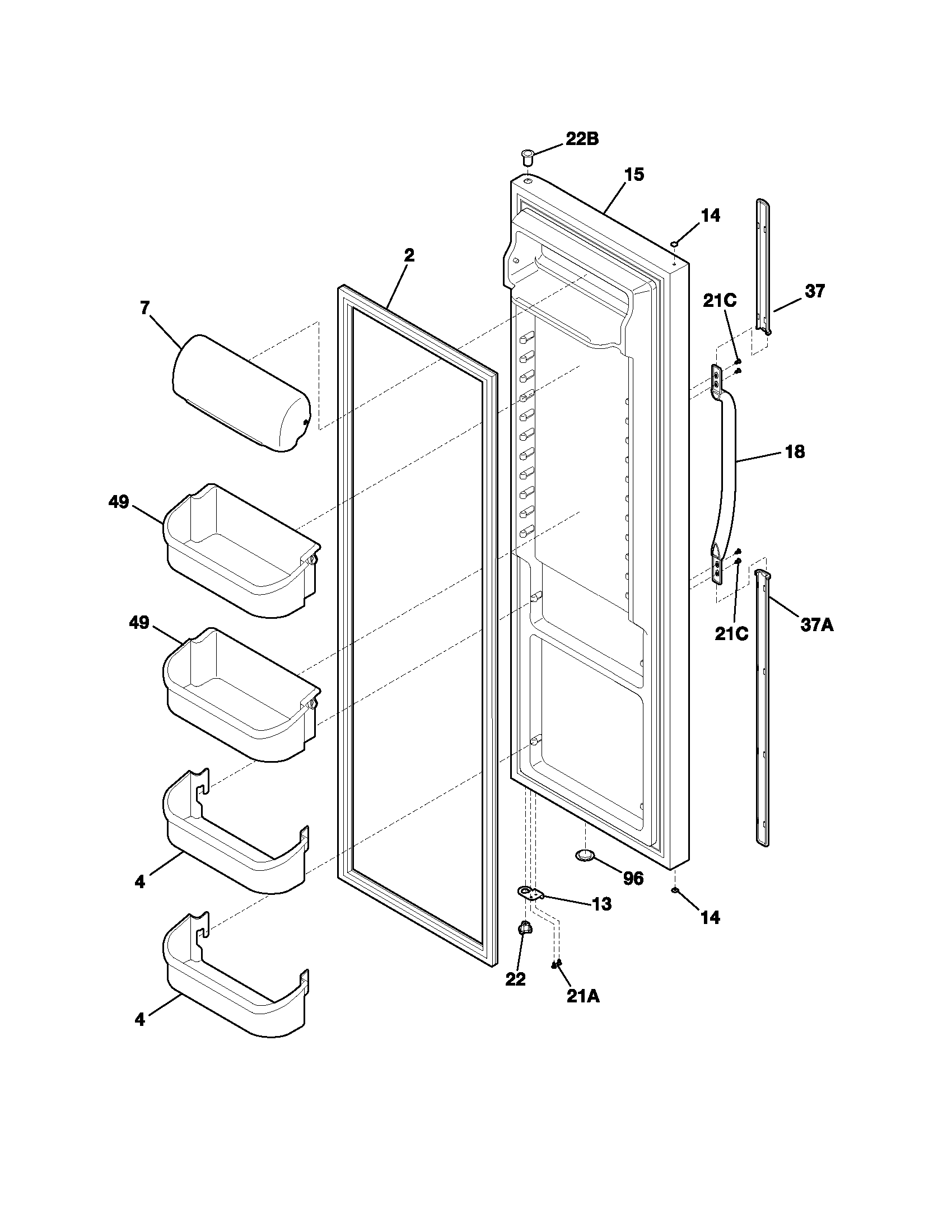 Frigidaire FRS23R4AQ2 refrigerator door diagram
