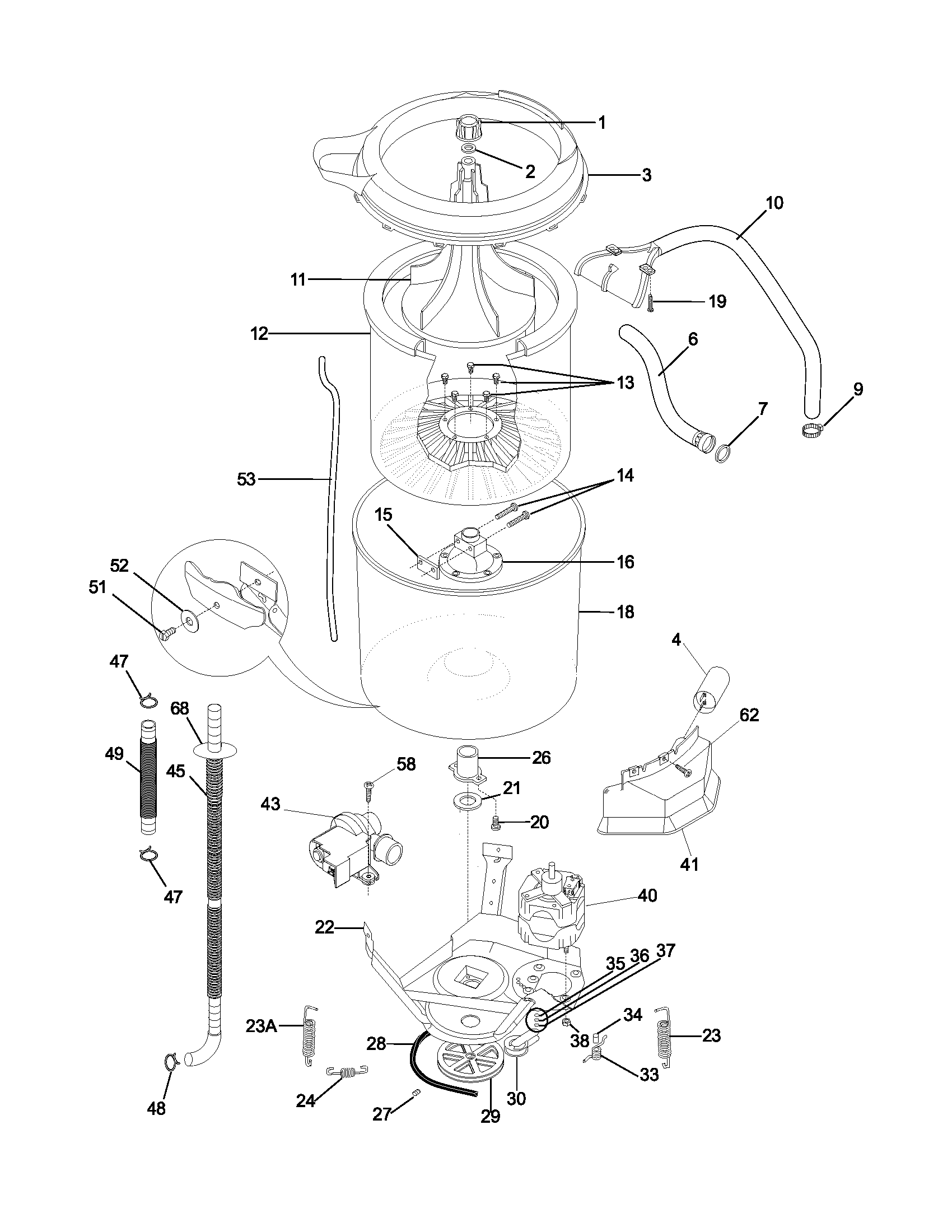 White-Westinghouse SWX703AQ0 wshr mtr,hose diagram