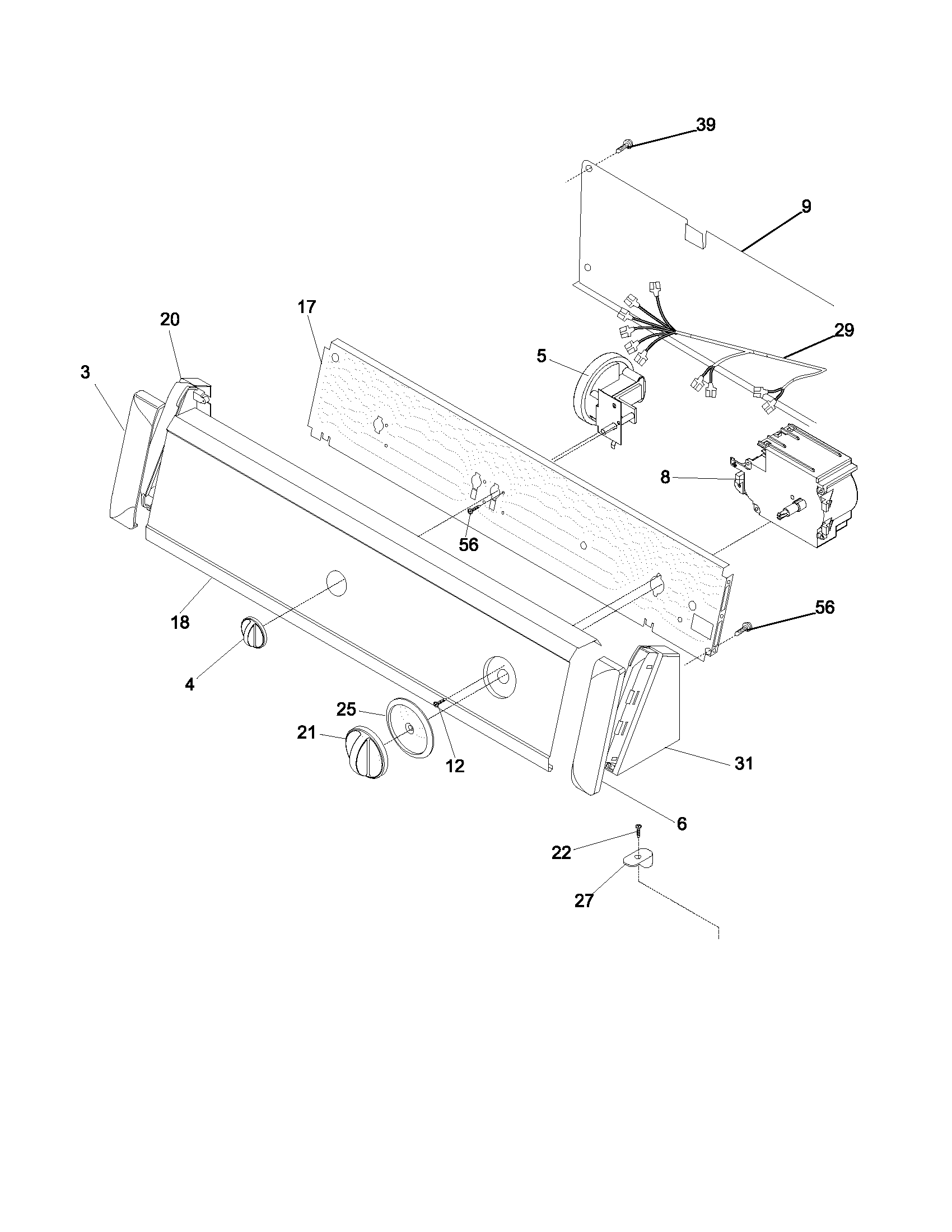 White-Westinghouse SWX703AQ0 control panel diagram