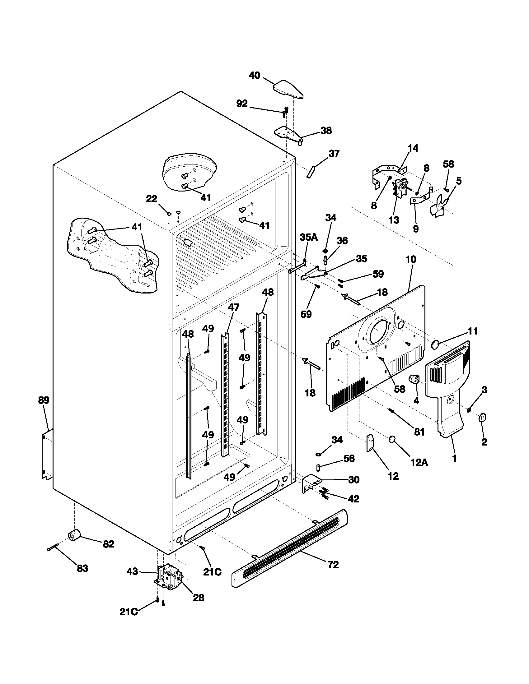 Frigidaire FRT21P5AQ2 cabinet diagram