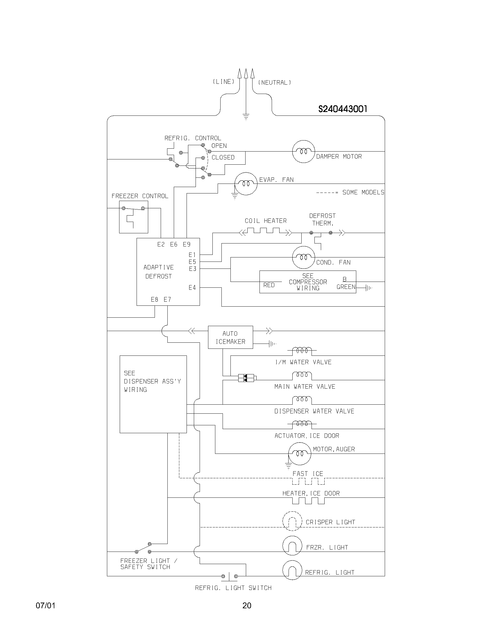 Frigidaire FRS26KF7AQ0 wiring schematic diagram