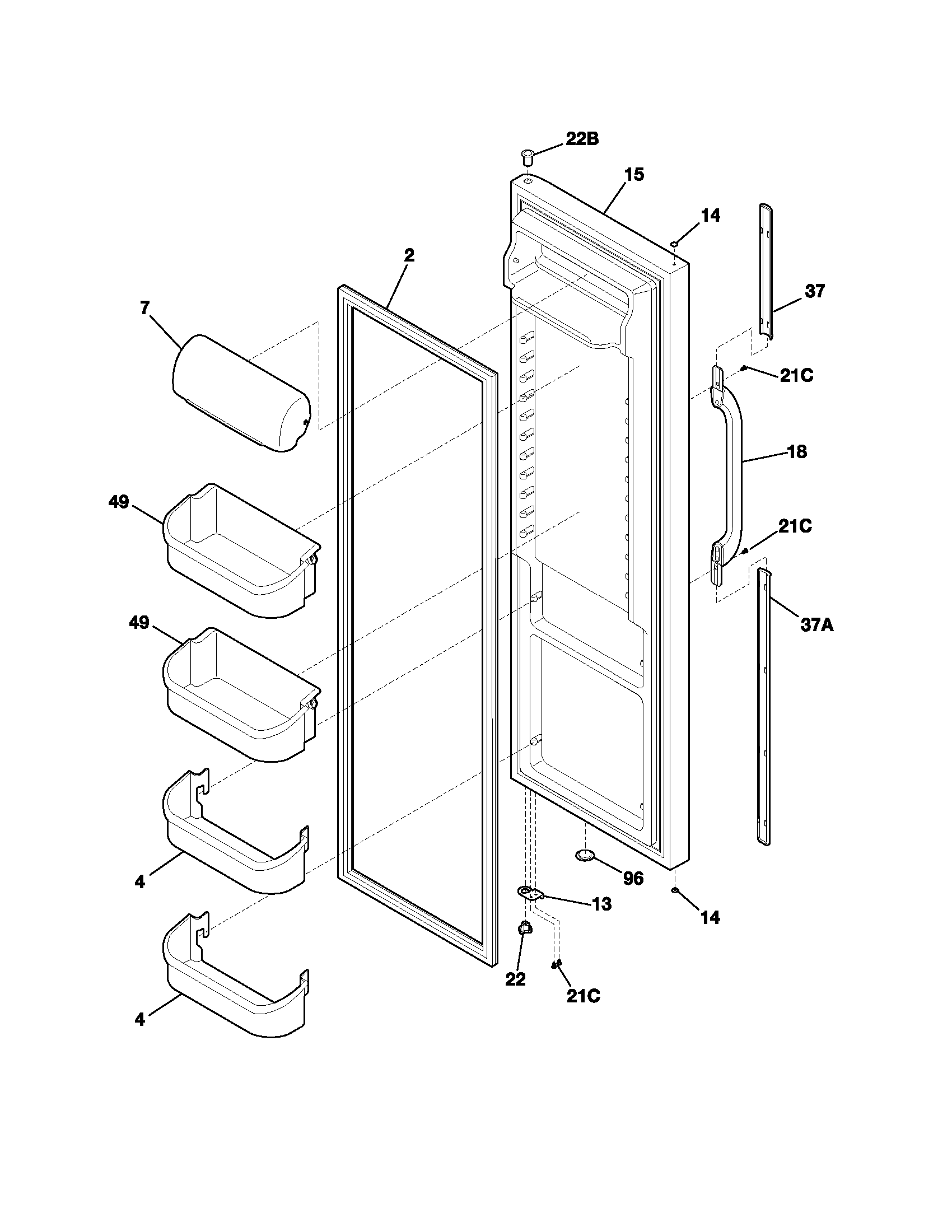Gibson GRS26F5AQ1 refrigerator door diagram
