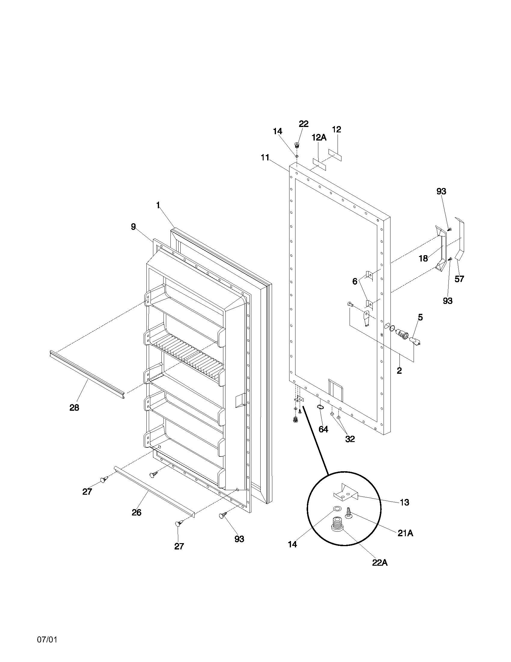 Gibson GFU20F5AW0 door diagram