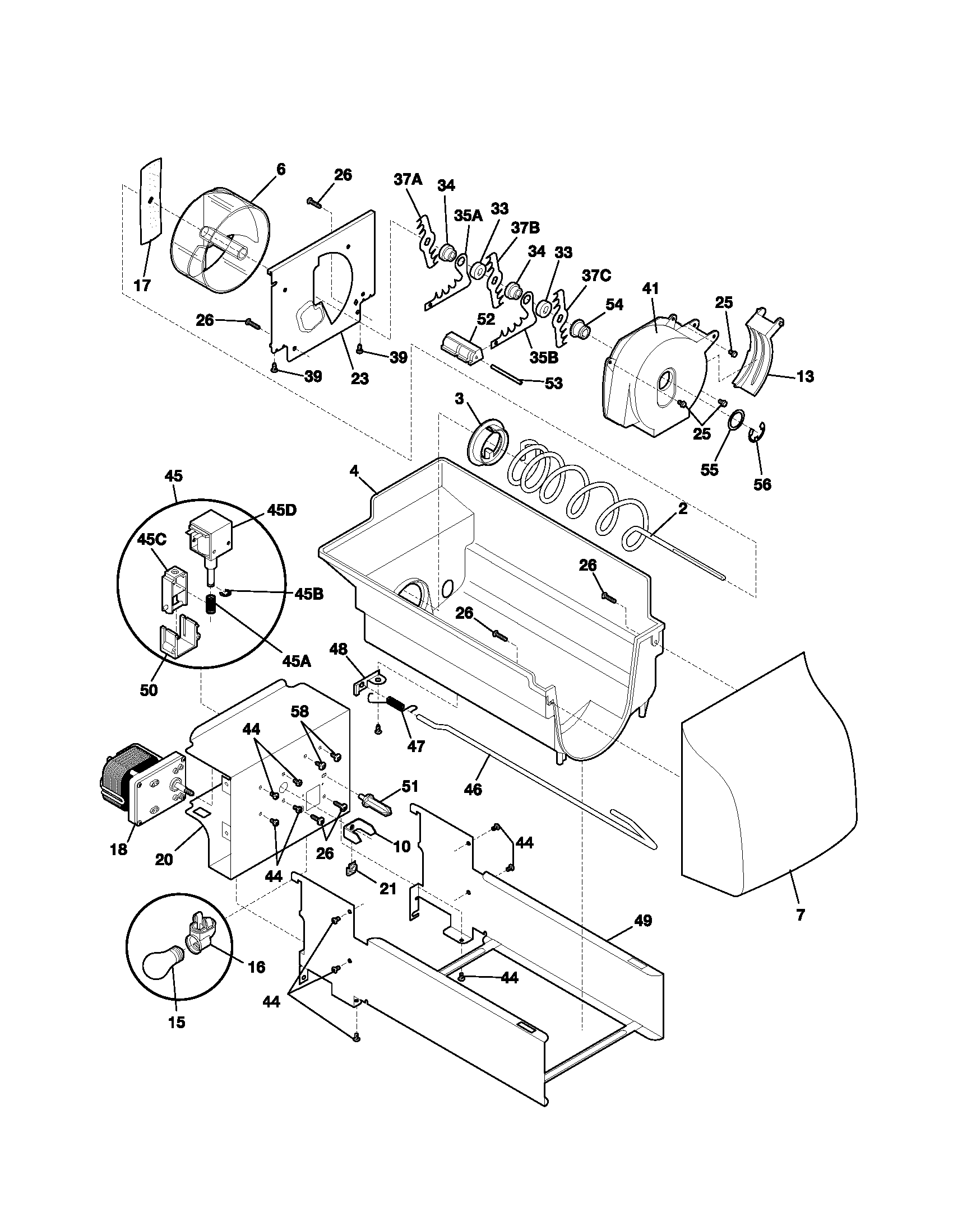 Frigidaire GLHS267ZAB0 ice container diagram
