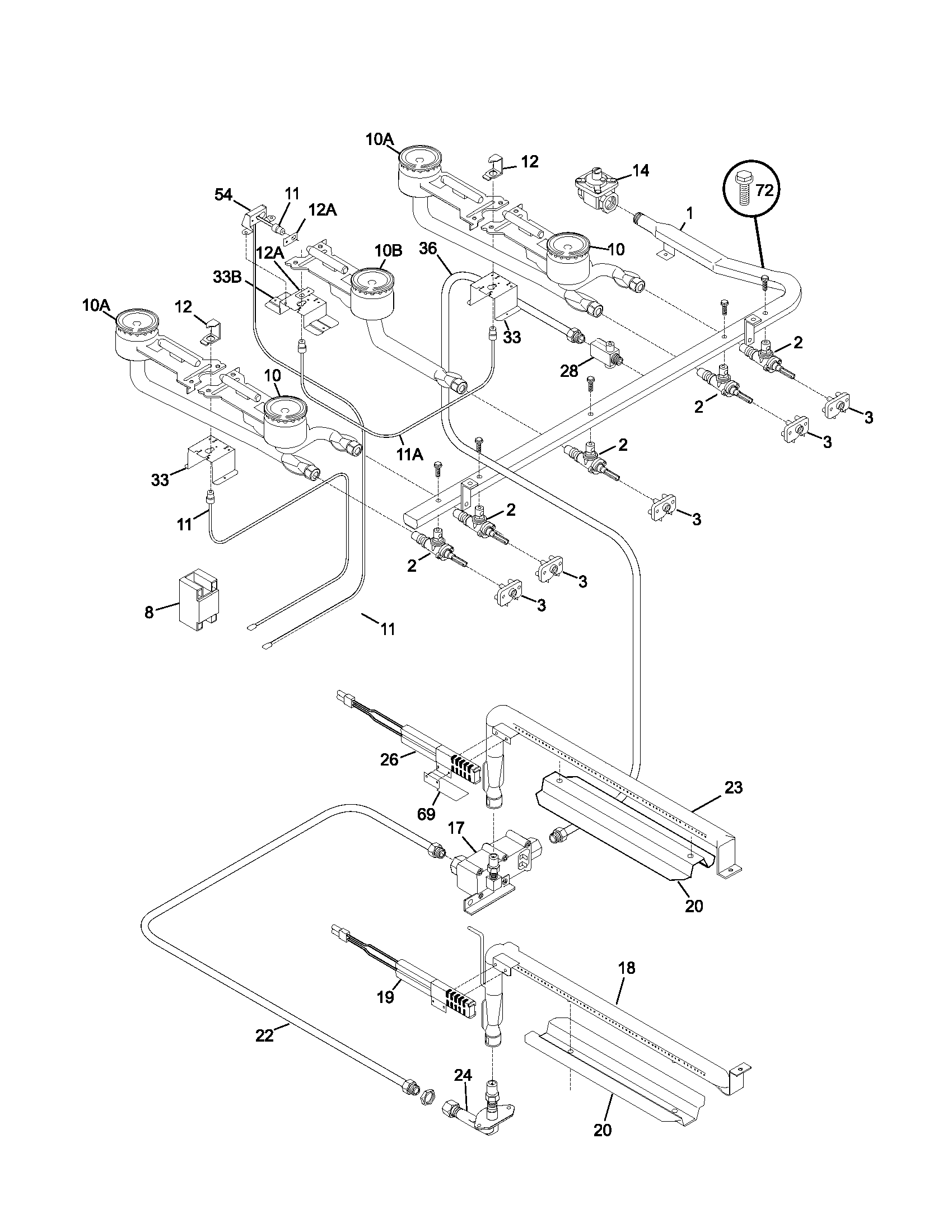 Tappan TGF657BFU1 burner diagram
