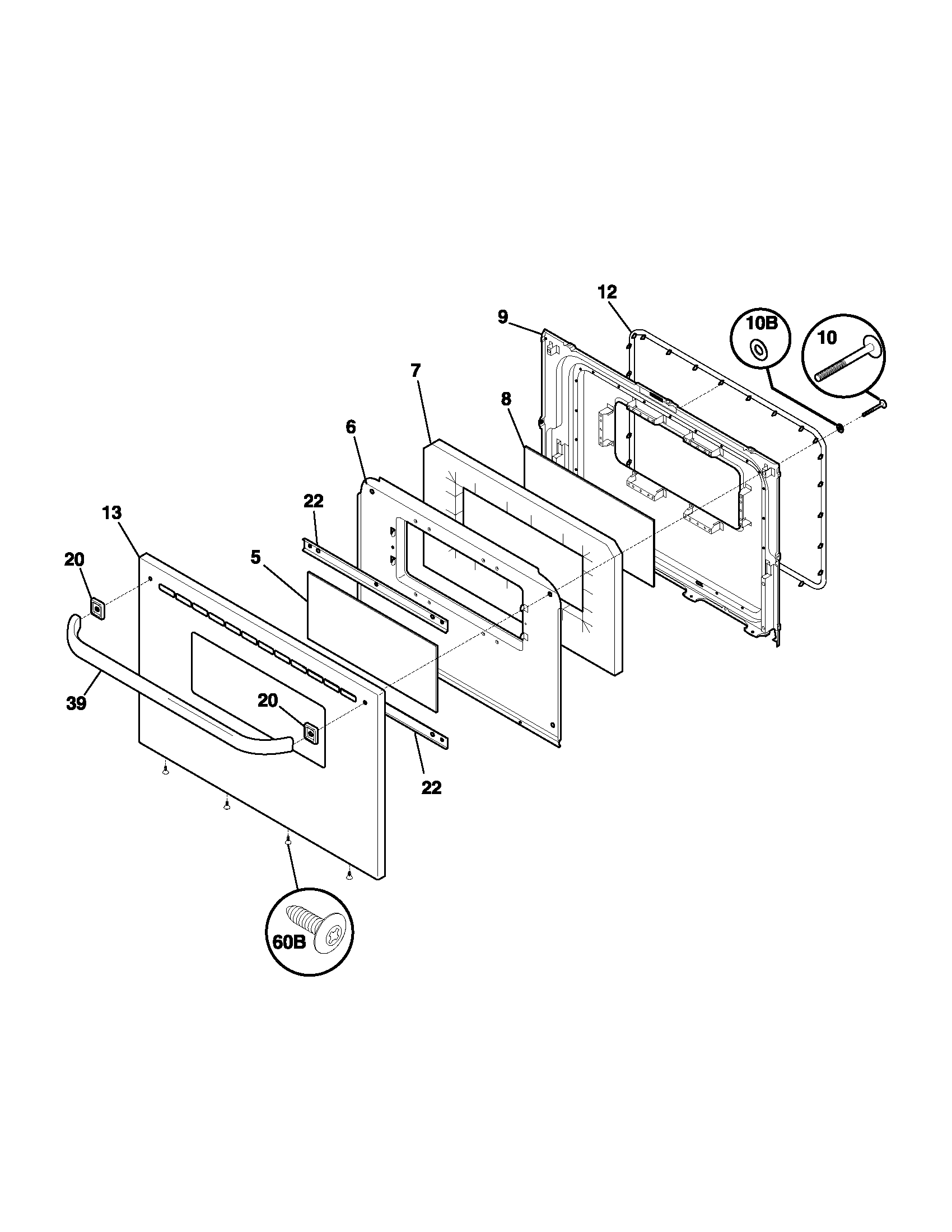 Frigidaire FEF336ASA door diagram